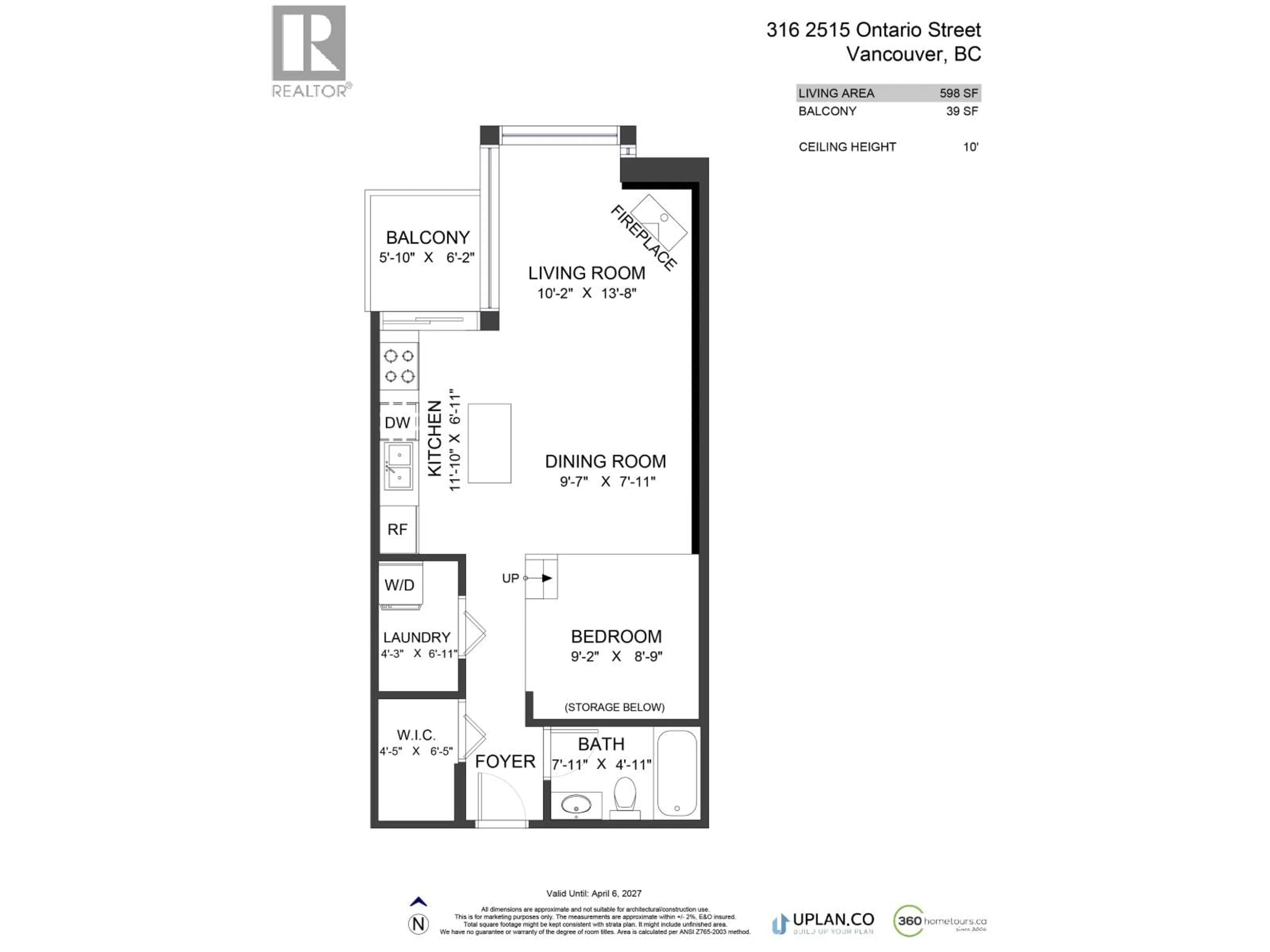 Floor plan for 316 - 2515 ONTARIO STREET, Vancouver British Columbia V5T4V4
