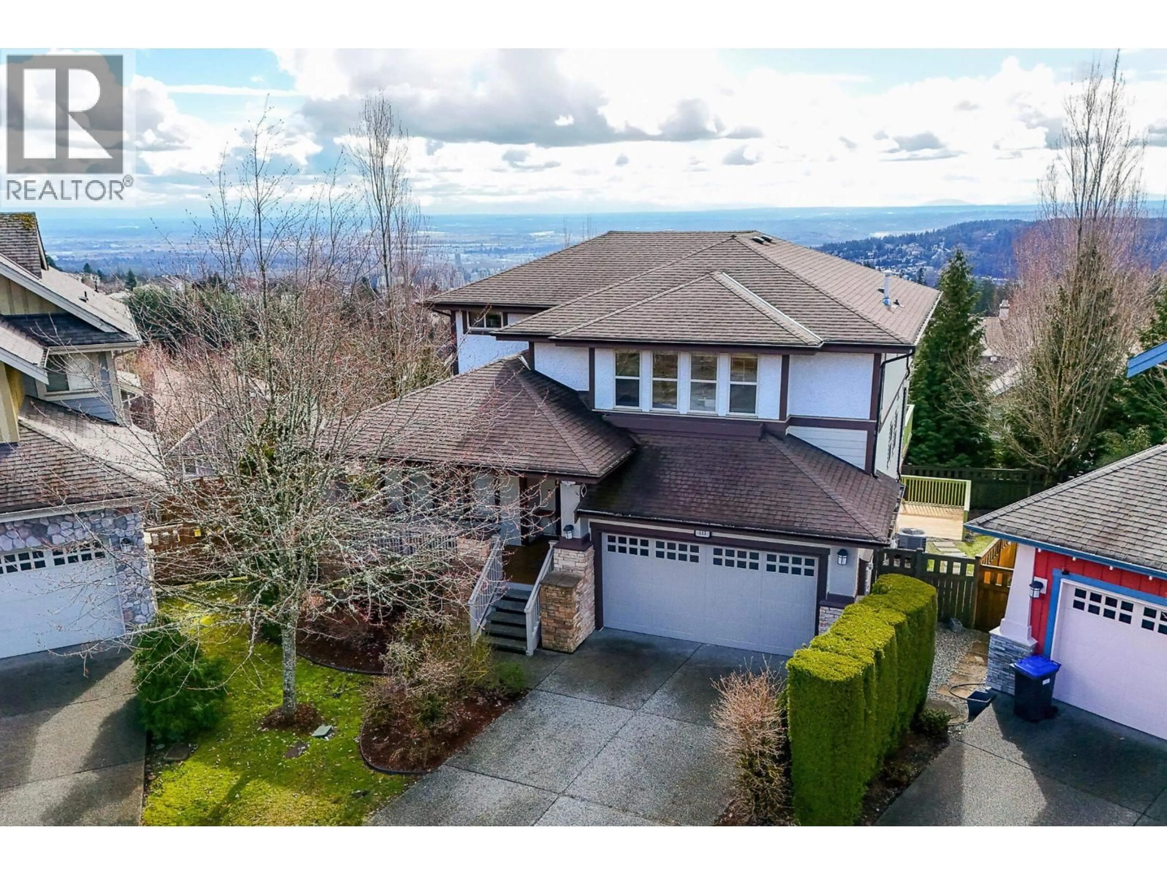 A pic from outside/outdoor area/front of a property/back of a property/a pic from drone, mountain view for 113 CRANBERRY COURT, Port Moody British Columbia V3H0C4