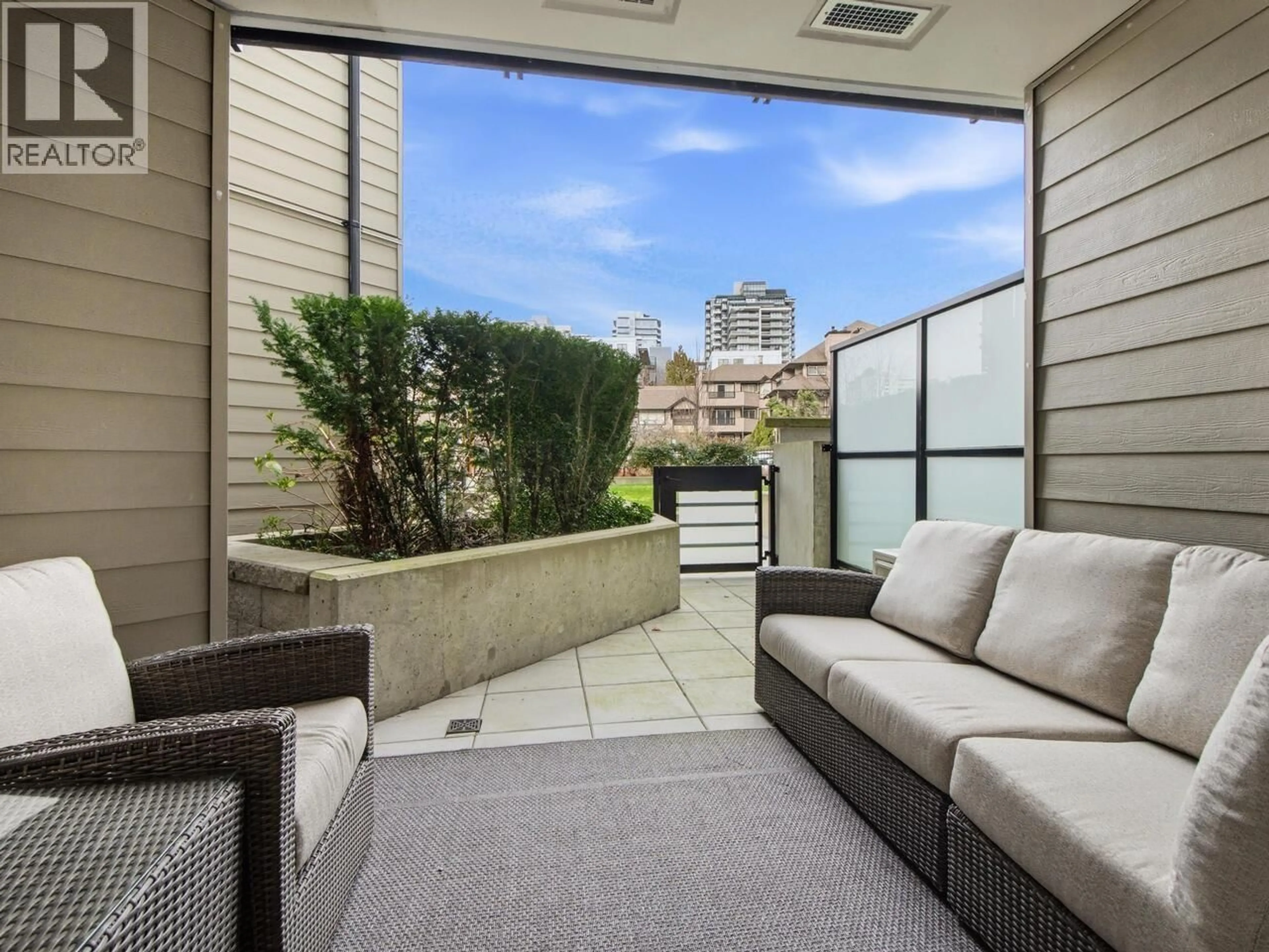 Patio, city buildings view from balcony for 118 - 108 8TH STREET, North Vancouver British Columbia V7L0H1