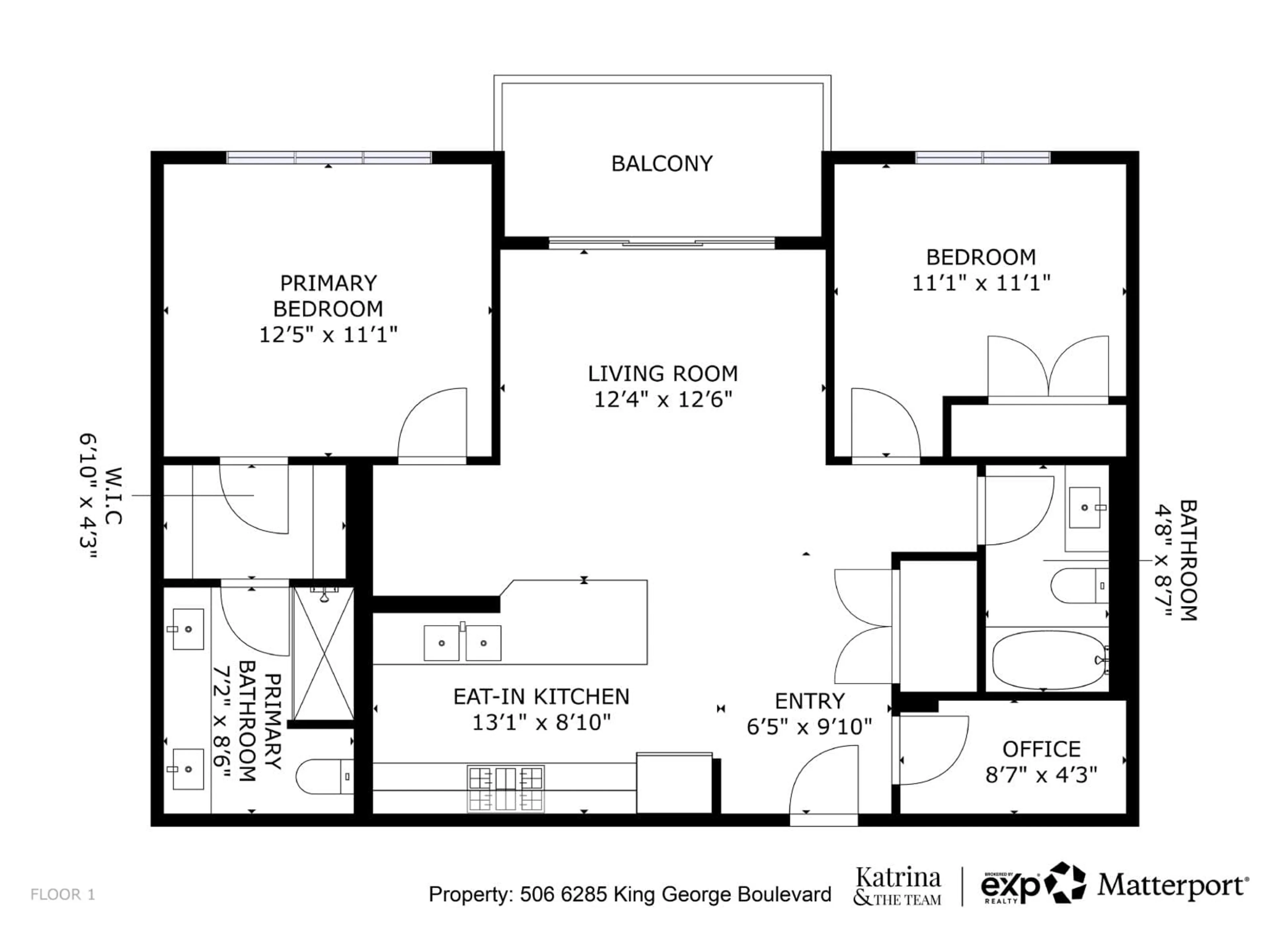 Floor plan for 506 - 6285 KING GEORGE BOULEVARD, Surrey British Columbia V3X0L3