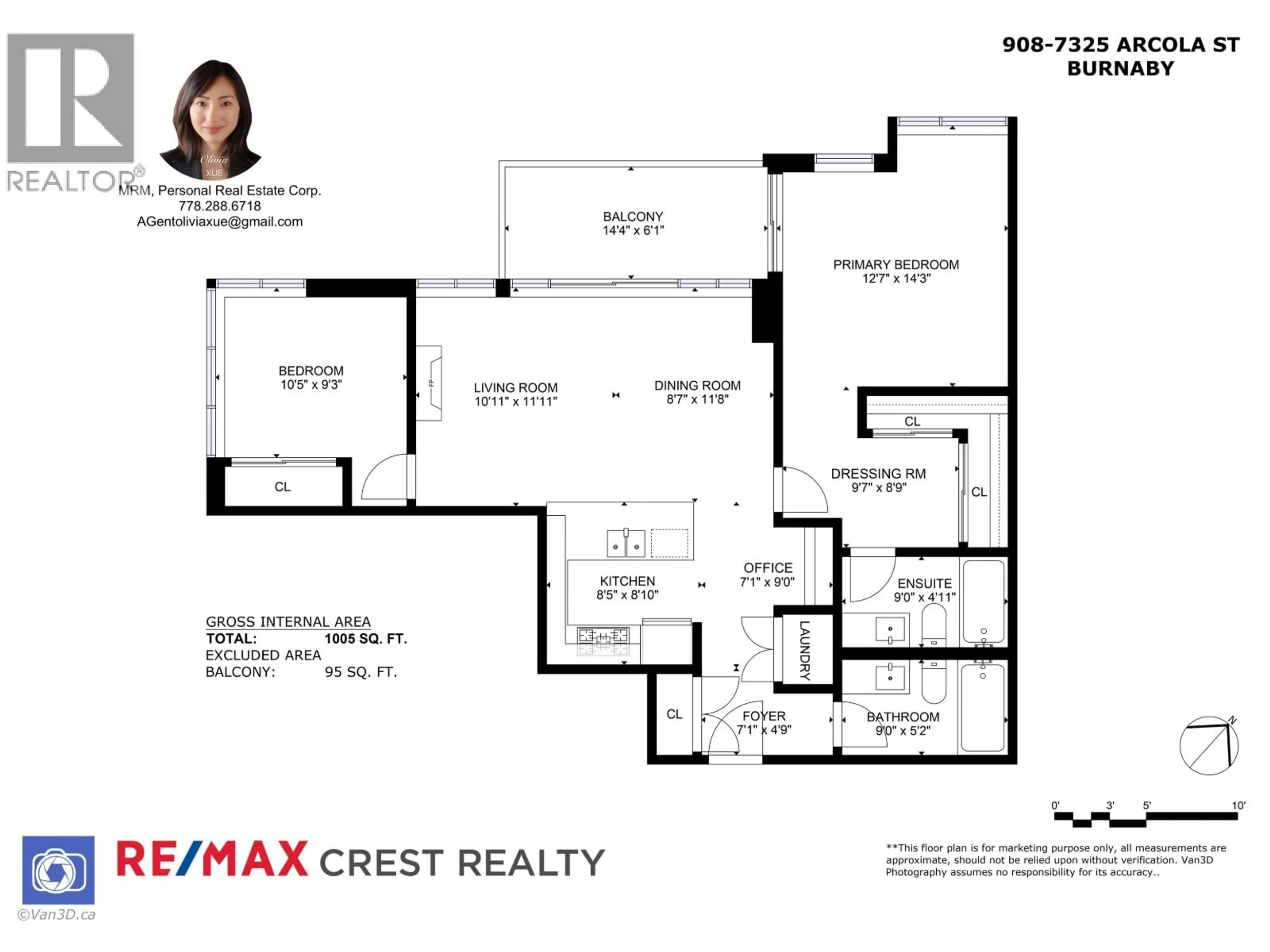 Floor plan for 908 - 7325 ARCOLA STREET, Burnaby British Columbia V5E0A8