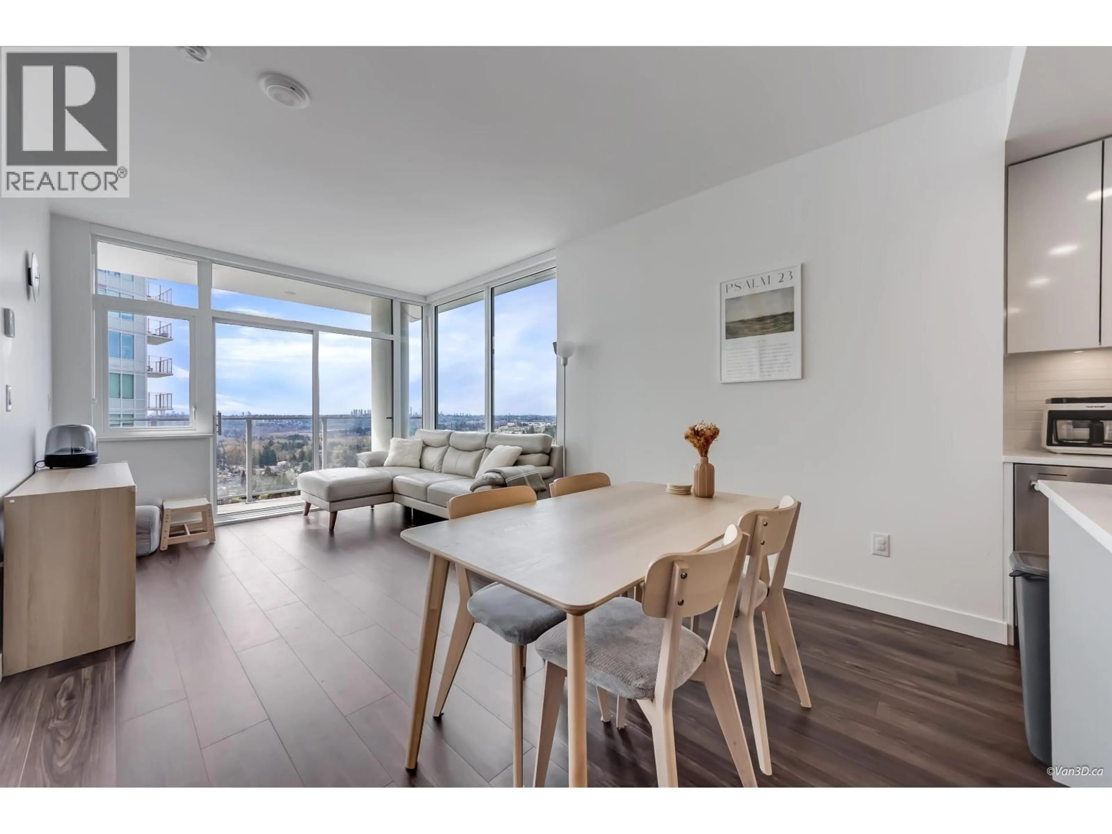 Living room with furniture, wood/laminate floor for 1507 - 518 CLARKE ROAD, Coquitlam British Columbia V3J0S7