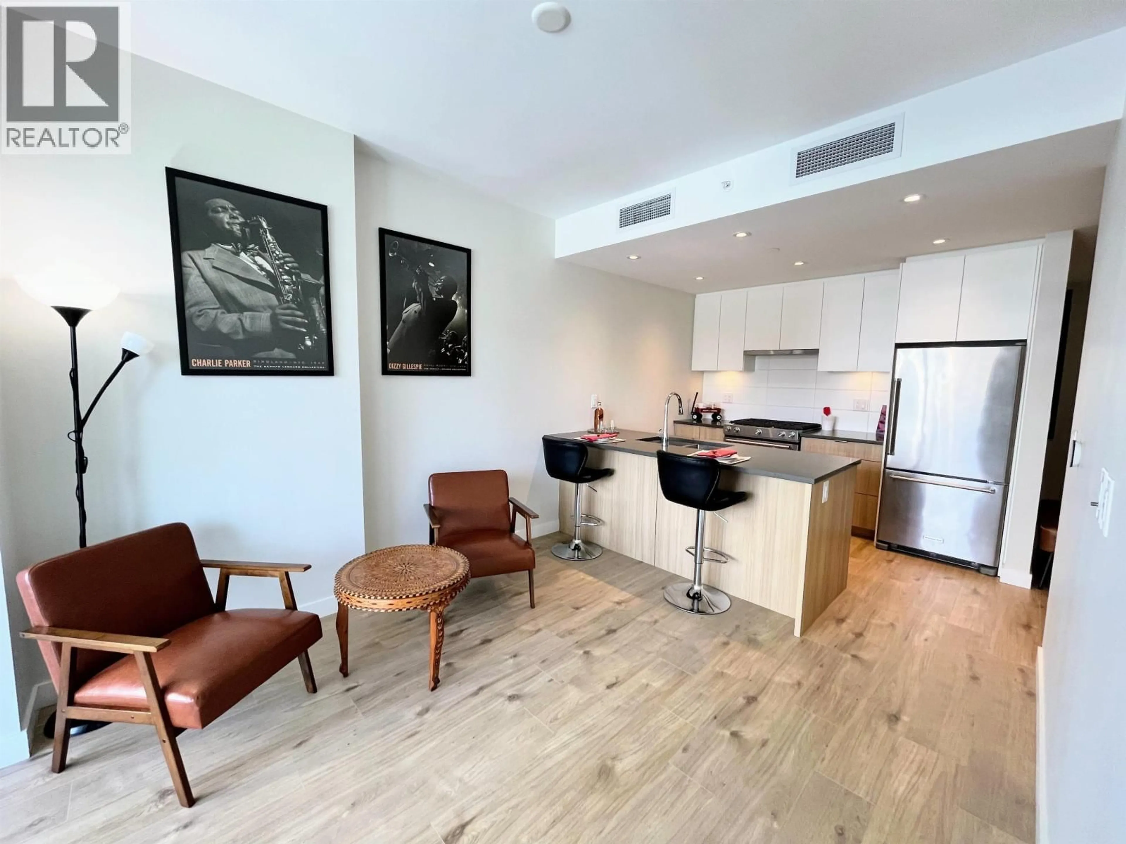 Open concept kitchen, wood/laminate floor for 1205 - 3430 KENT AVENUE SOUTH, Vancouver British Columbia V5S0G7