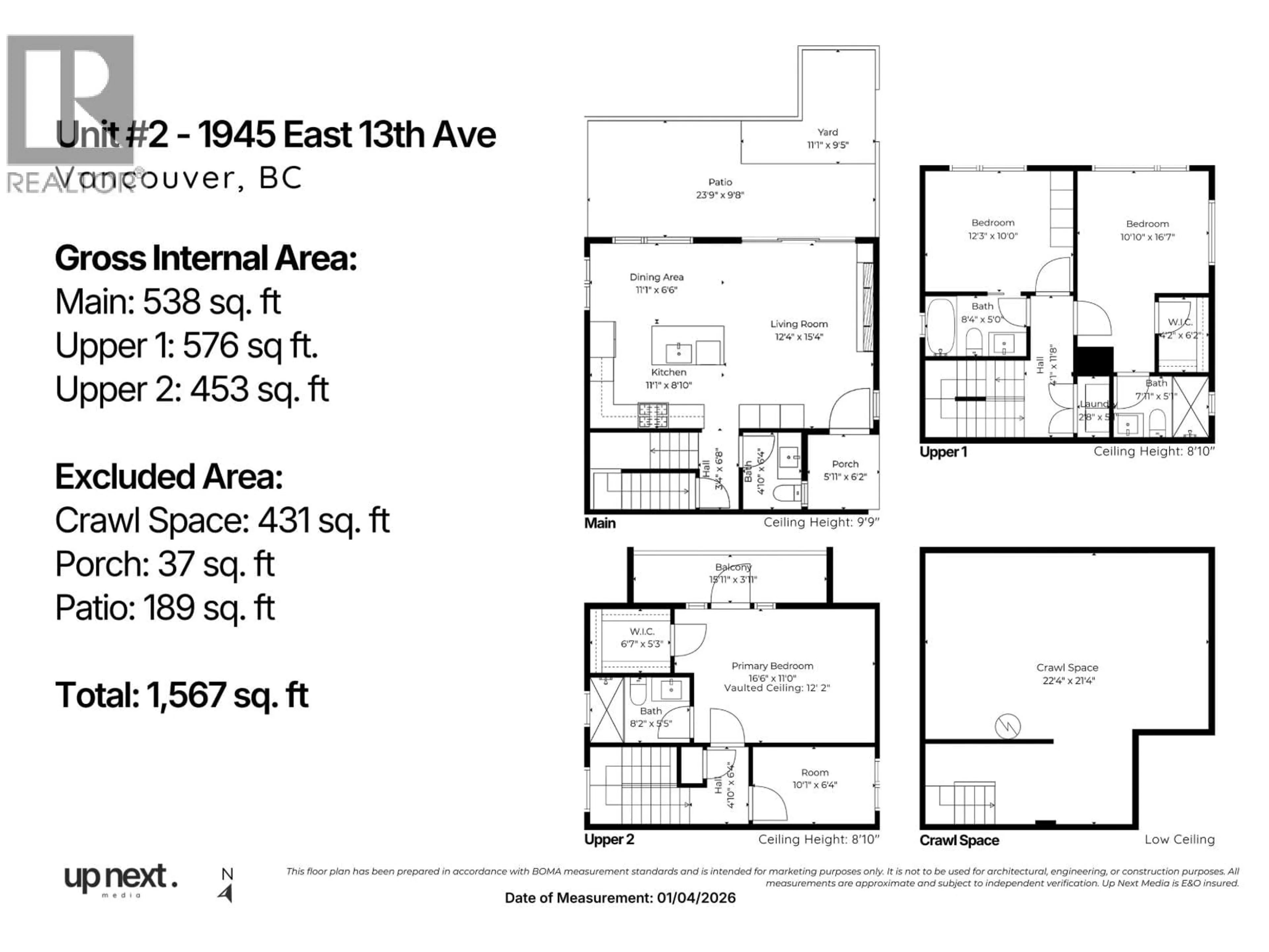 Floor plan for 2 - 1945 13TH AVENUE, Vancouver British Columbia V5N2C3