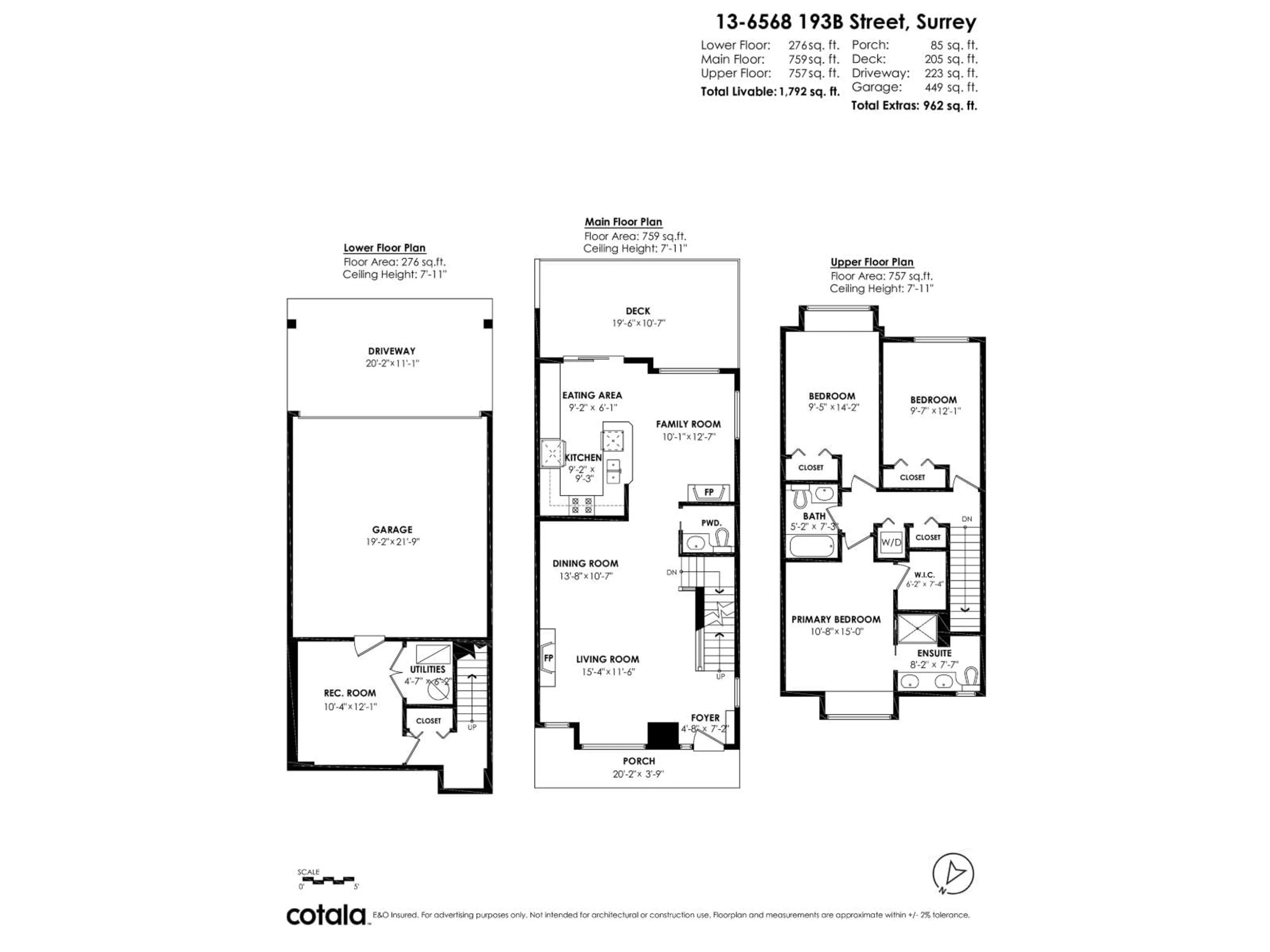 Floor plan for 13 - 6568 193B STREET, Surrey British Columbia V4N5S2