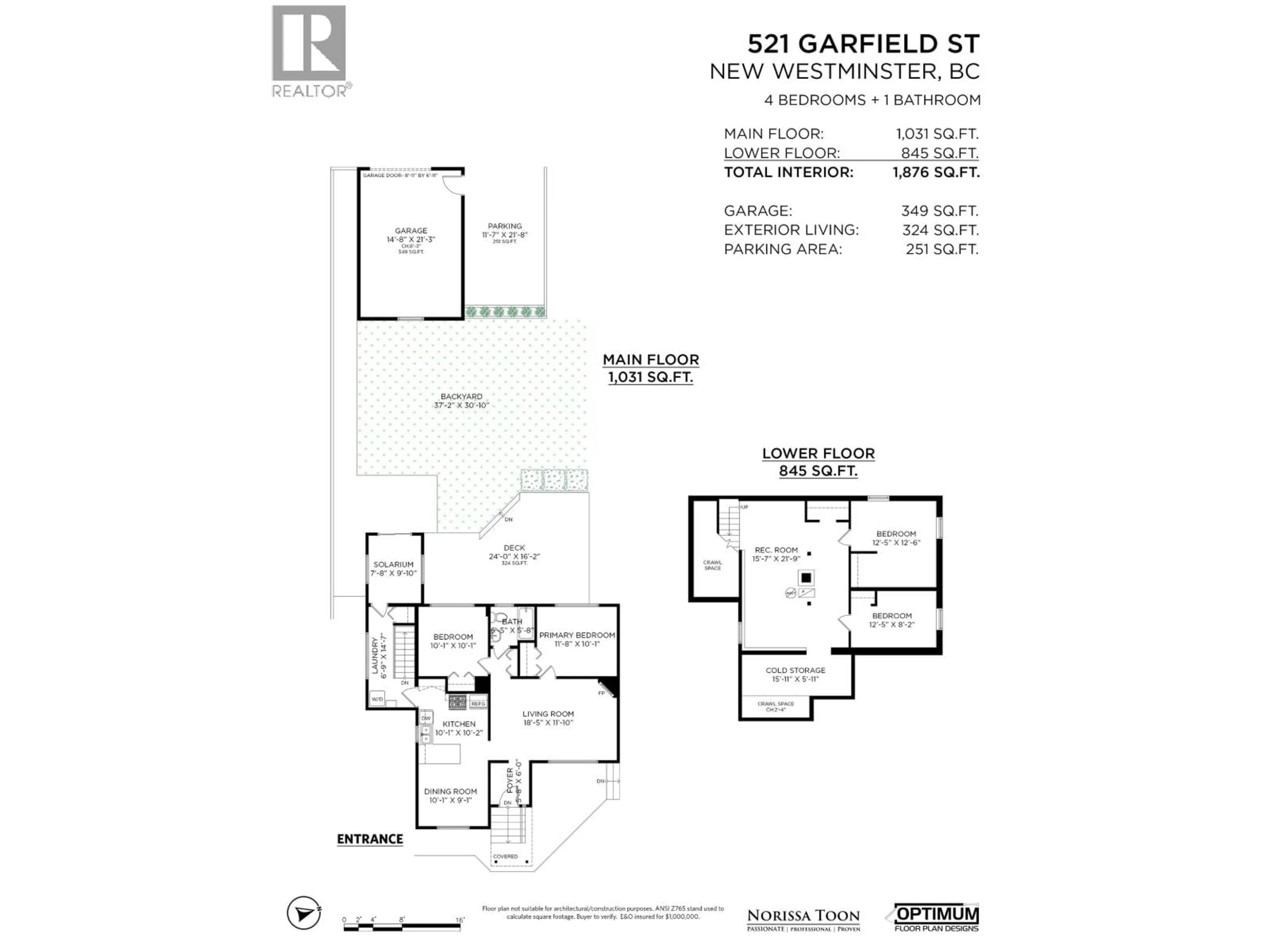 Floor plan for 521 GARFIELD STREET, New Westminster British Columbia V3L4A6