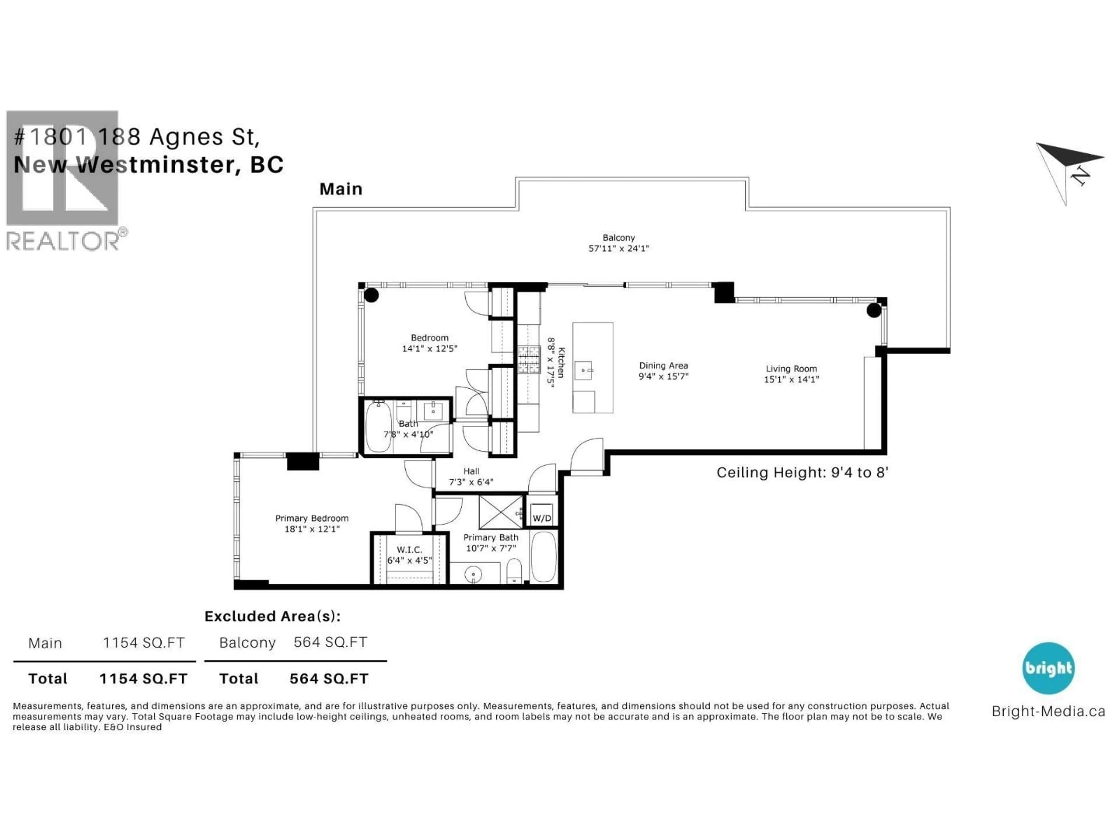 Floor plan for 1801 - 188 AGNES STREET, New Westminster British Columbia V3L0H6