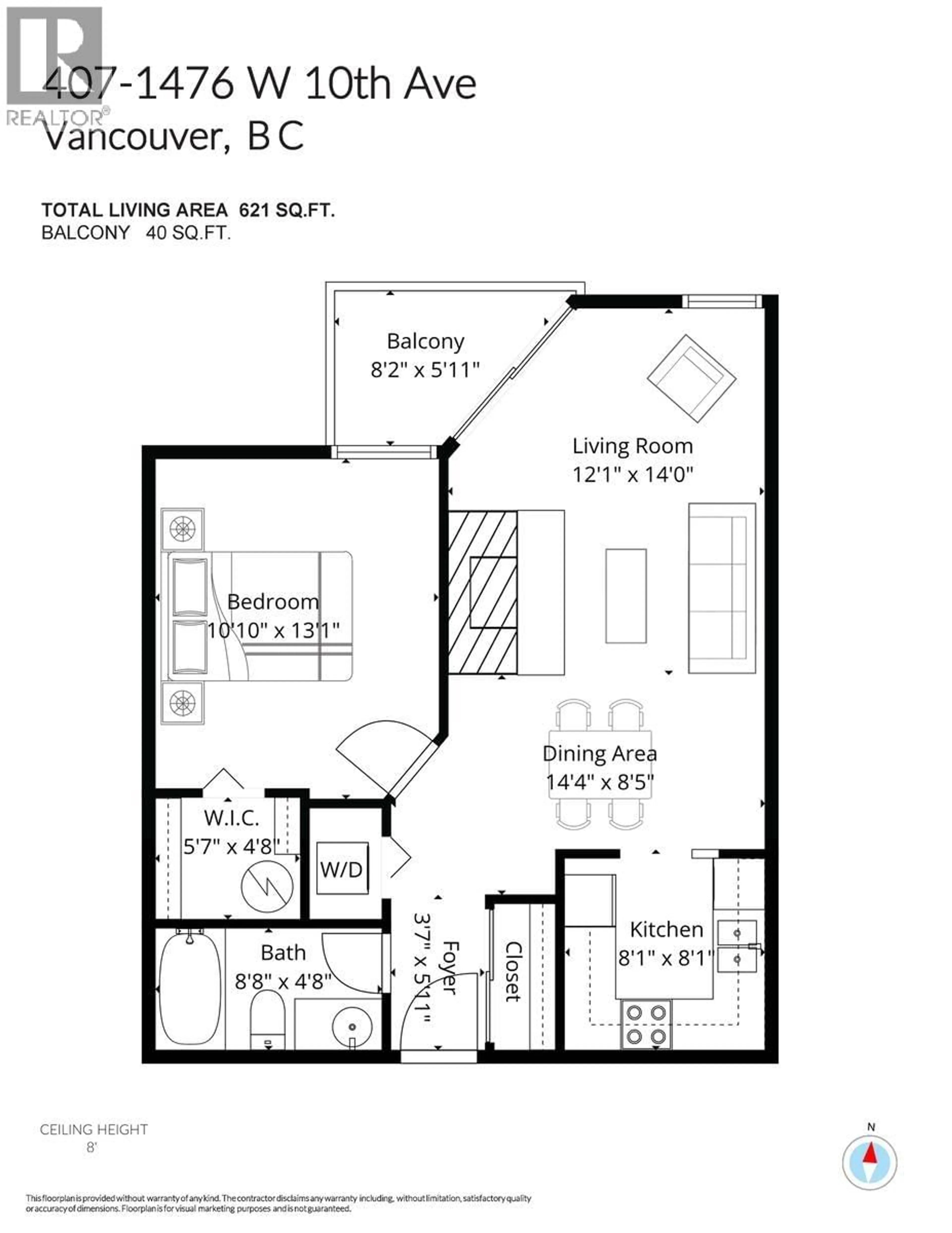 Floor plan for 407 - 1476 10TH AVENUE, Vancouver British Columbia V6H1J9