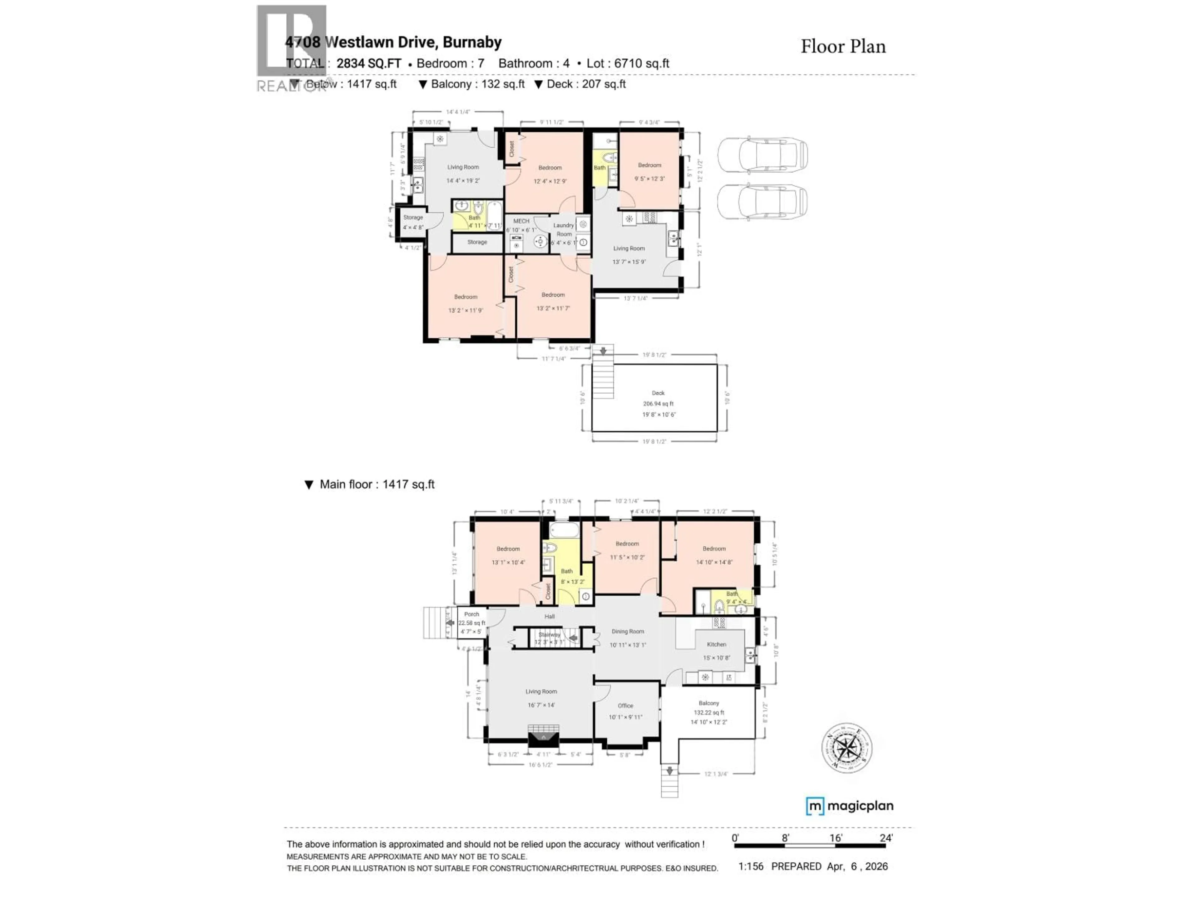 Floor plan for 4708 WESTLAWN DRIVE, Burnaby British Columbia V5C3R3