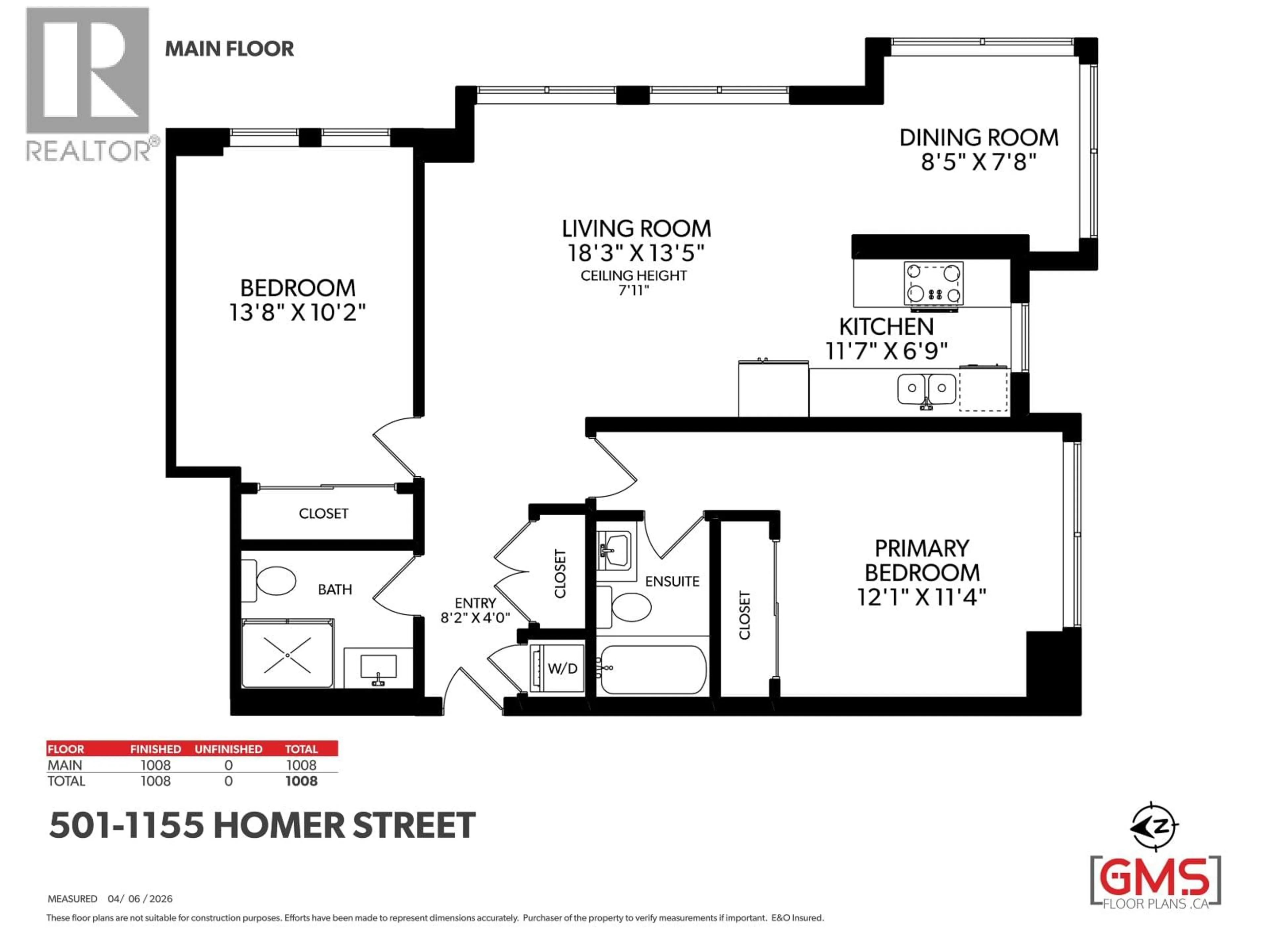 Floor plan for 501 - 1155 HOMER STREET, Vancouver British Columbia V6B5T5