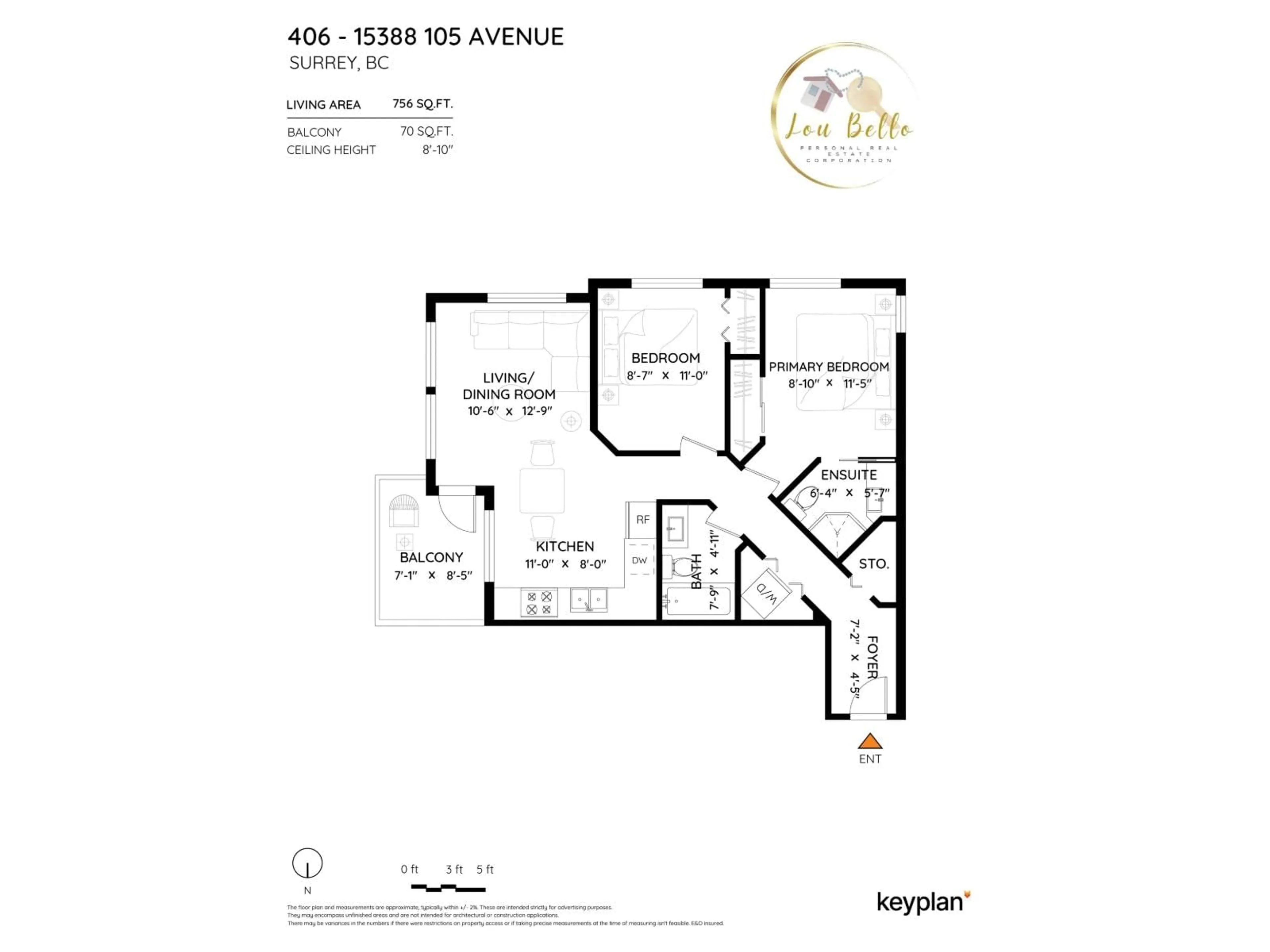 Floor plan for 406 - 15388 105 AVENUE, Surrey British Columbia V3R0C4