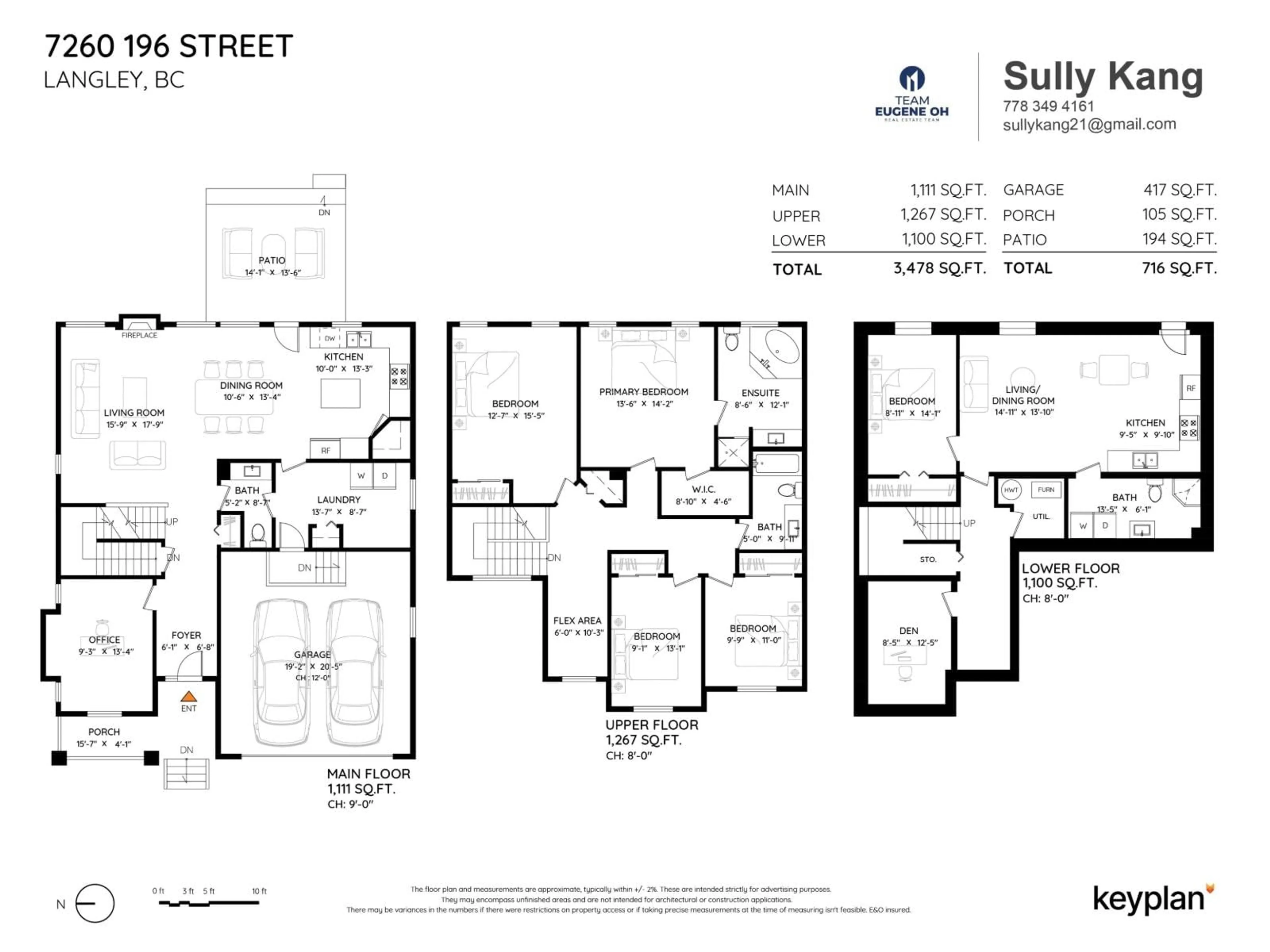 Floor plan for 7260 196 STREET, Langley British Columbia V2Y3C3