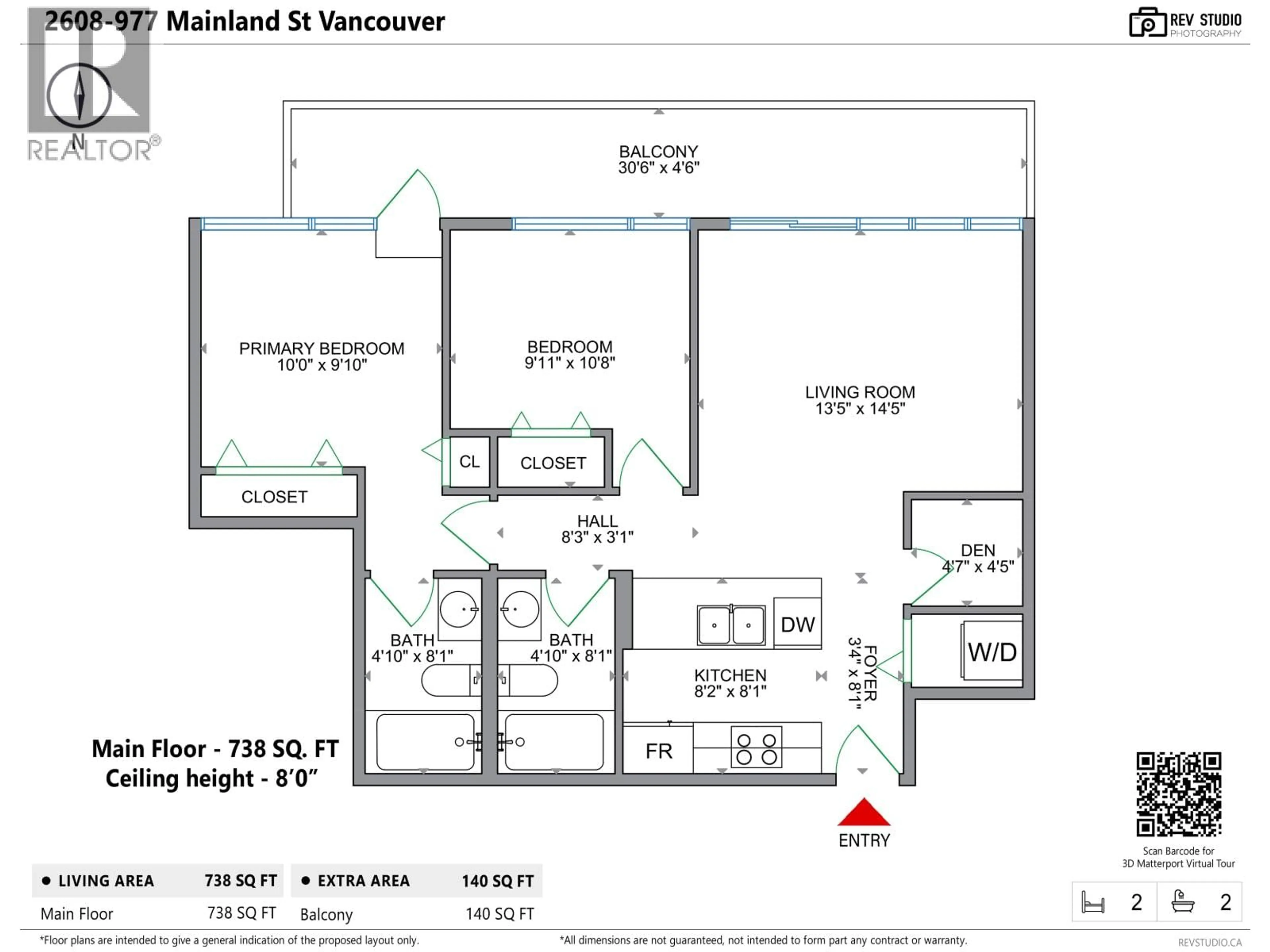 Floor plan for 2608 - 977 MAINLAND STREET, Vancouver British Columbia V6B1T2
