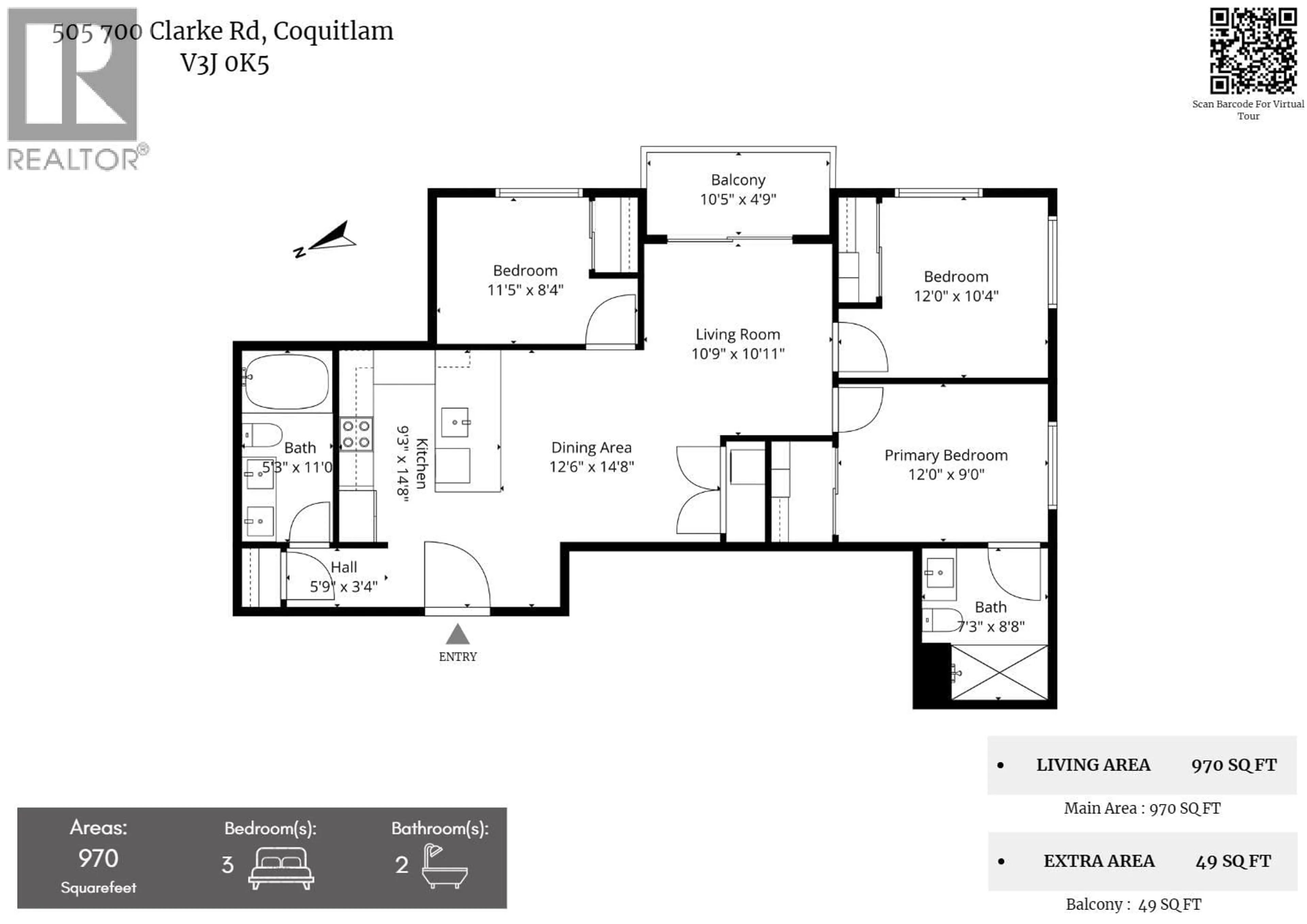 Floor plan for 505 - 700 CLARKE ROAD, Coquitlam British Columbia V3J0K5