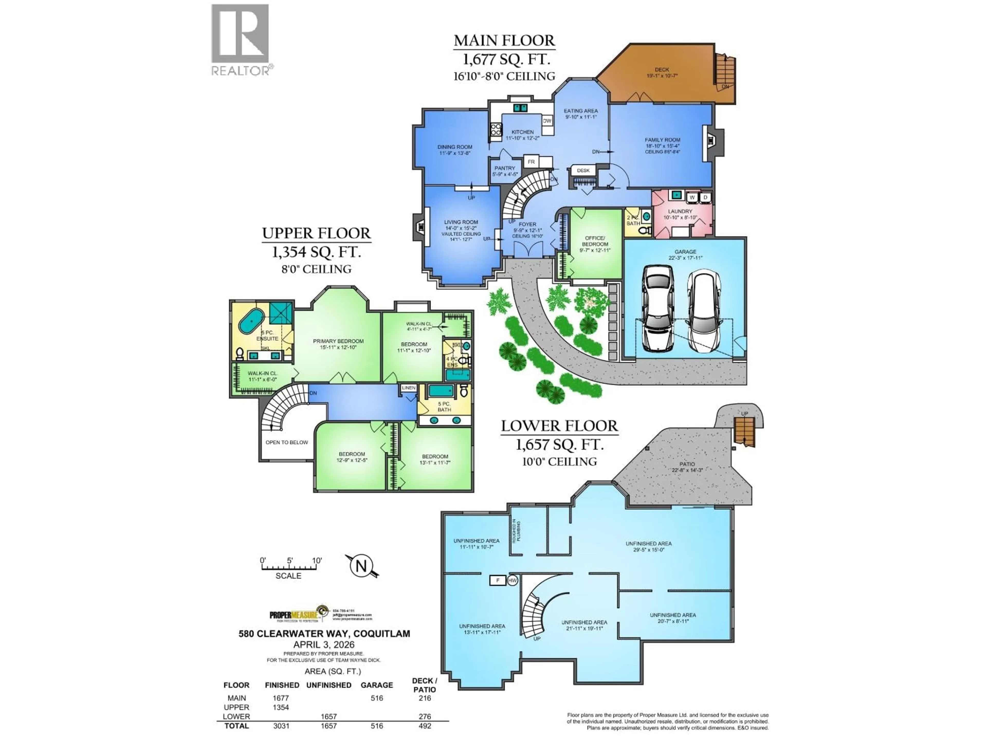 Floor plan for 580 CLEARWATER WAY, Coquitlam British Columbia V3C5W3