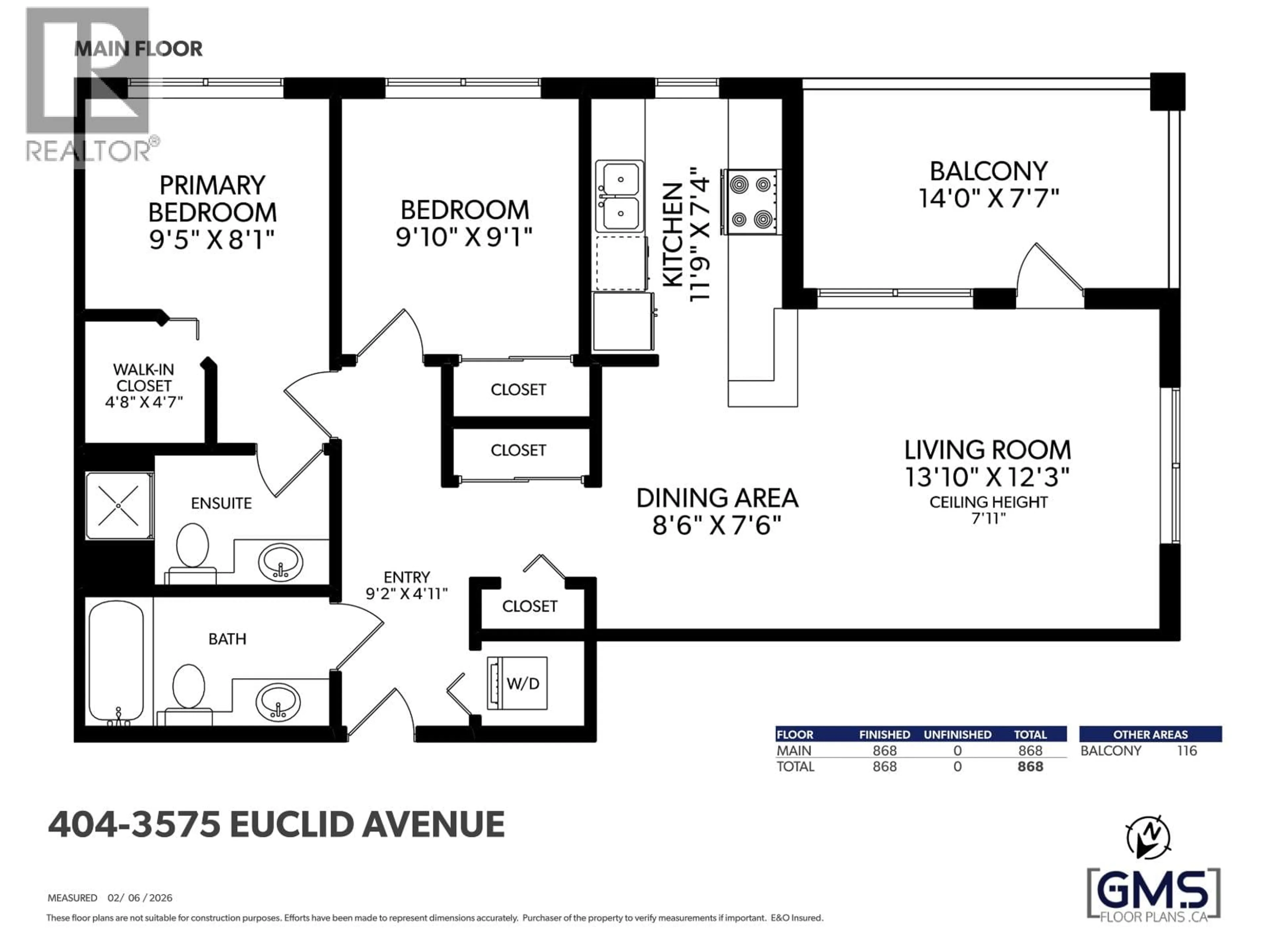 Floor plan for 404 - 3575 EUCLID AVENUE, Vancouver British Columbia V5R6H5