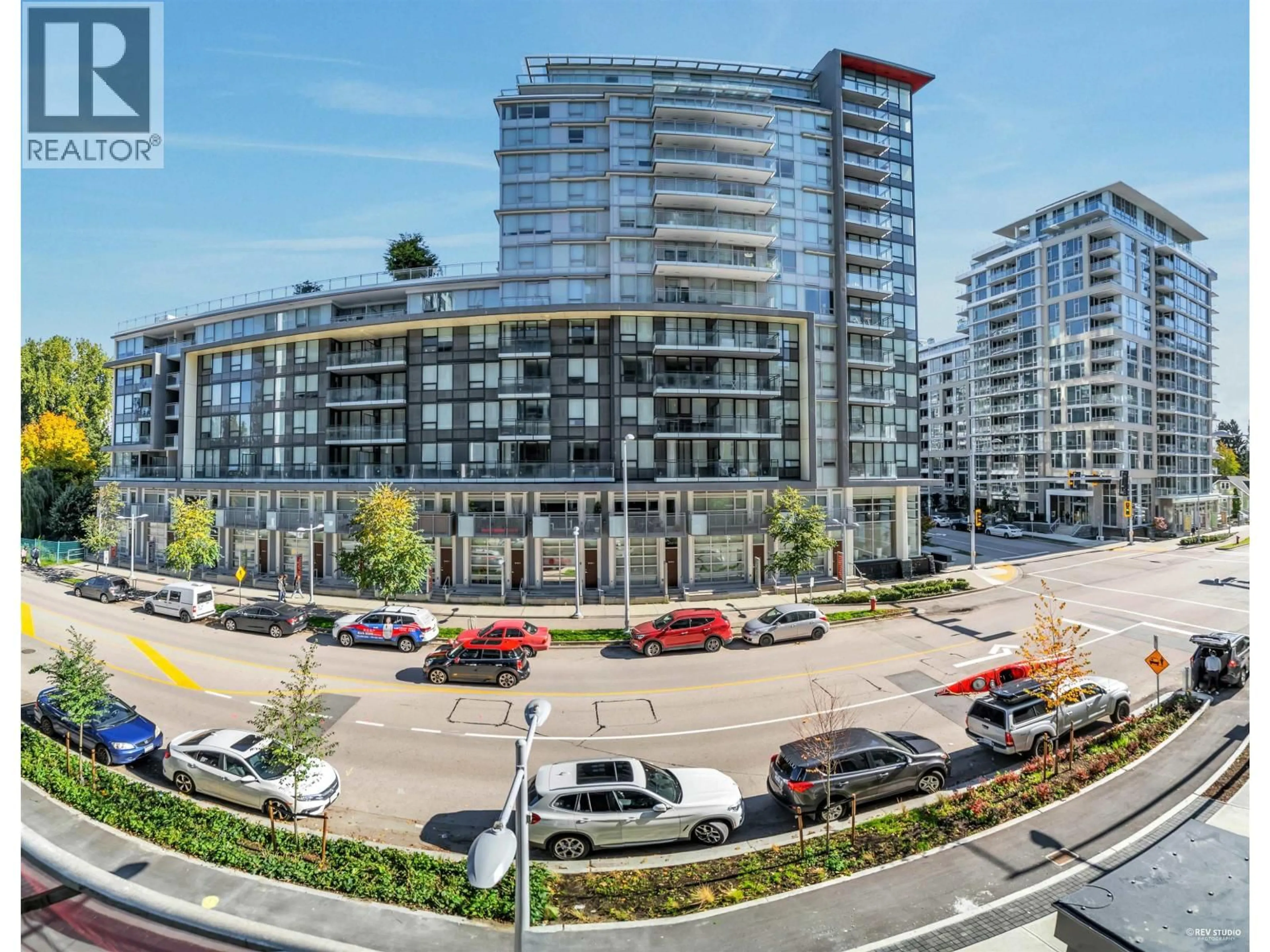 A pic from outside/outdoor area/front of a property/back of a property/a pic from drone, city buildings view from balcony for 303 - 8699 HAZELBRIDGE WAY, Richmond British Columbia V6X0T4