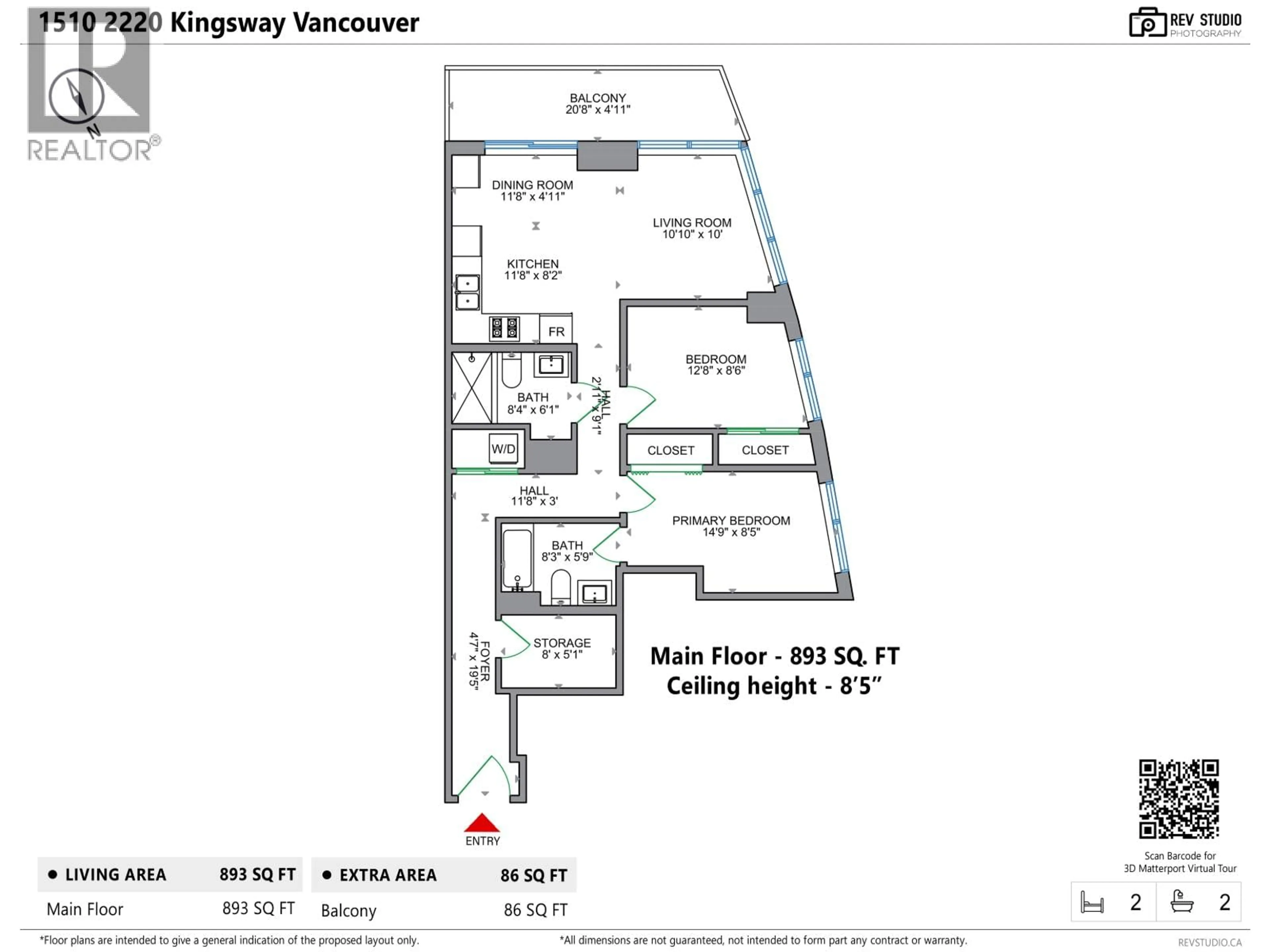 Floor plan for 1510 - 2220 KINGSWAY, Vancouver British Columbia V5N2T7