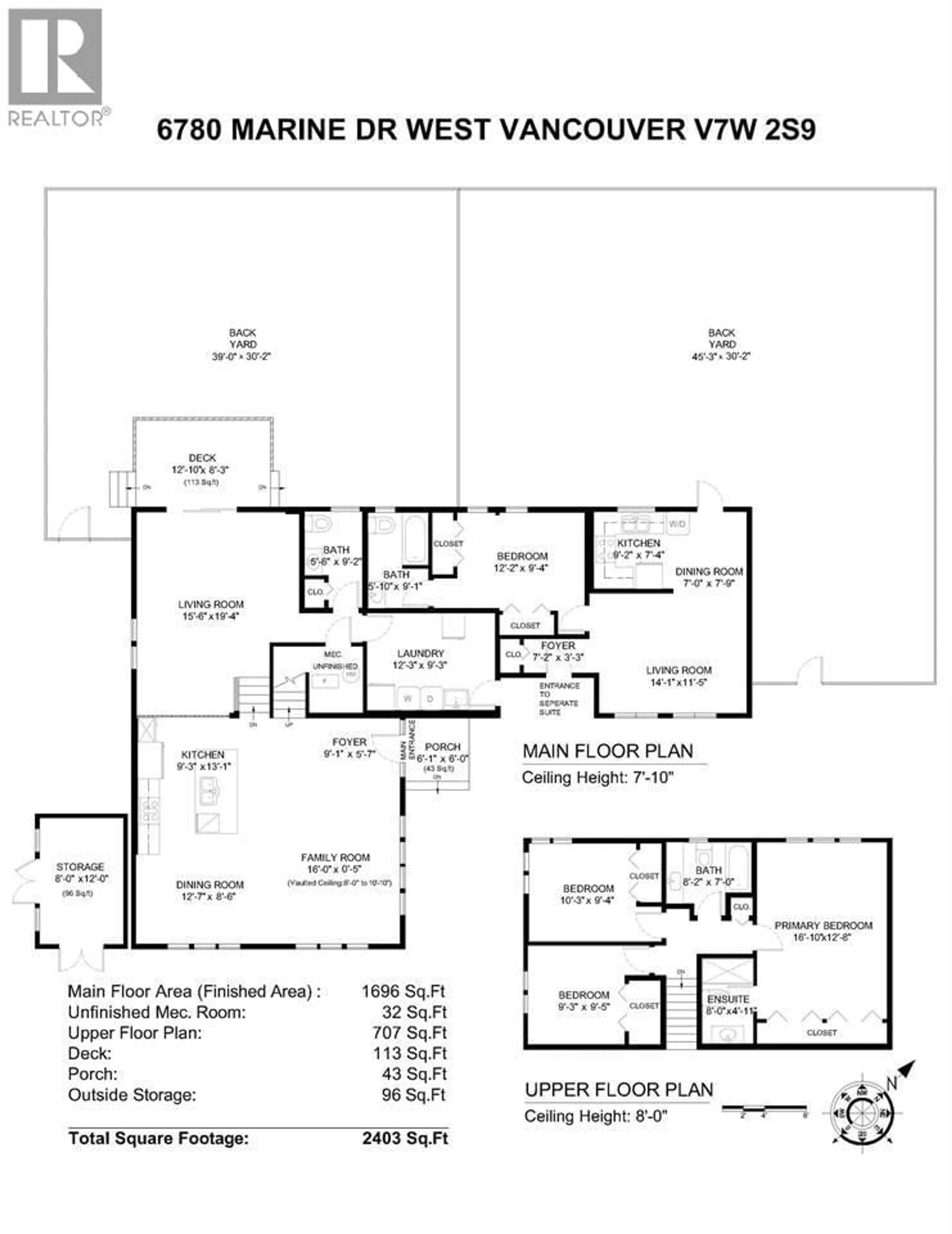 Floor plan for 6780 MARINE DRIVE, West Vancouver British Columbia V7W2S9