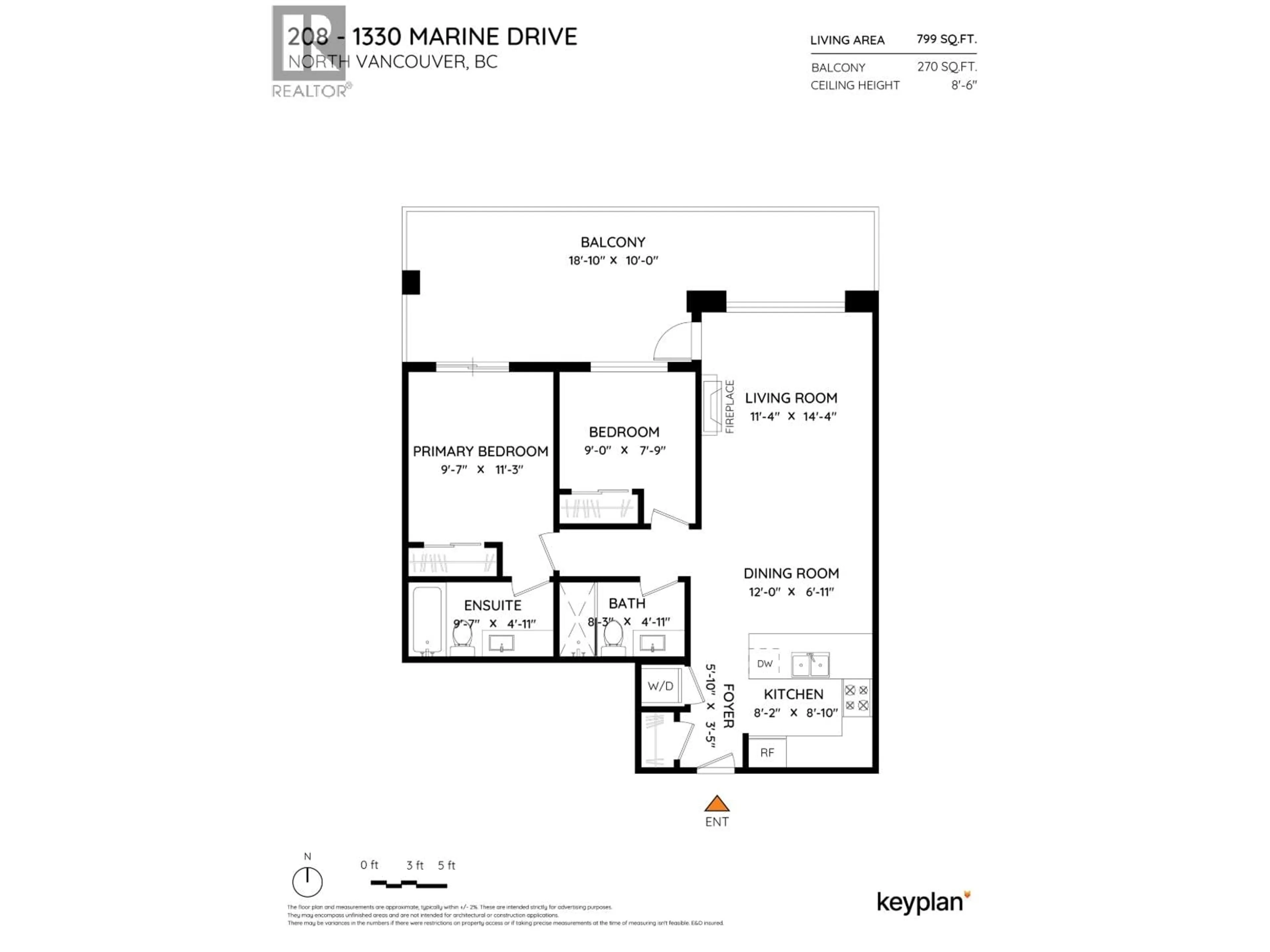 Floor plan for 208 - 1330 MARINE DRIVE, North Vancouver British Columbia V7P1T4