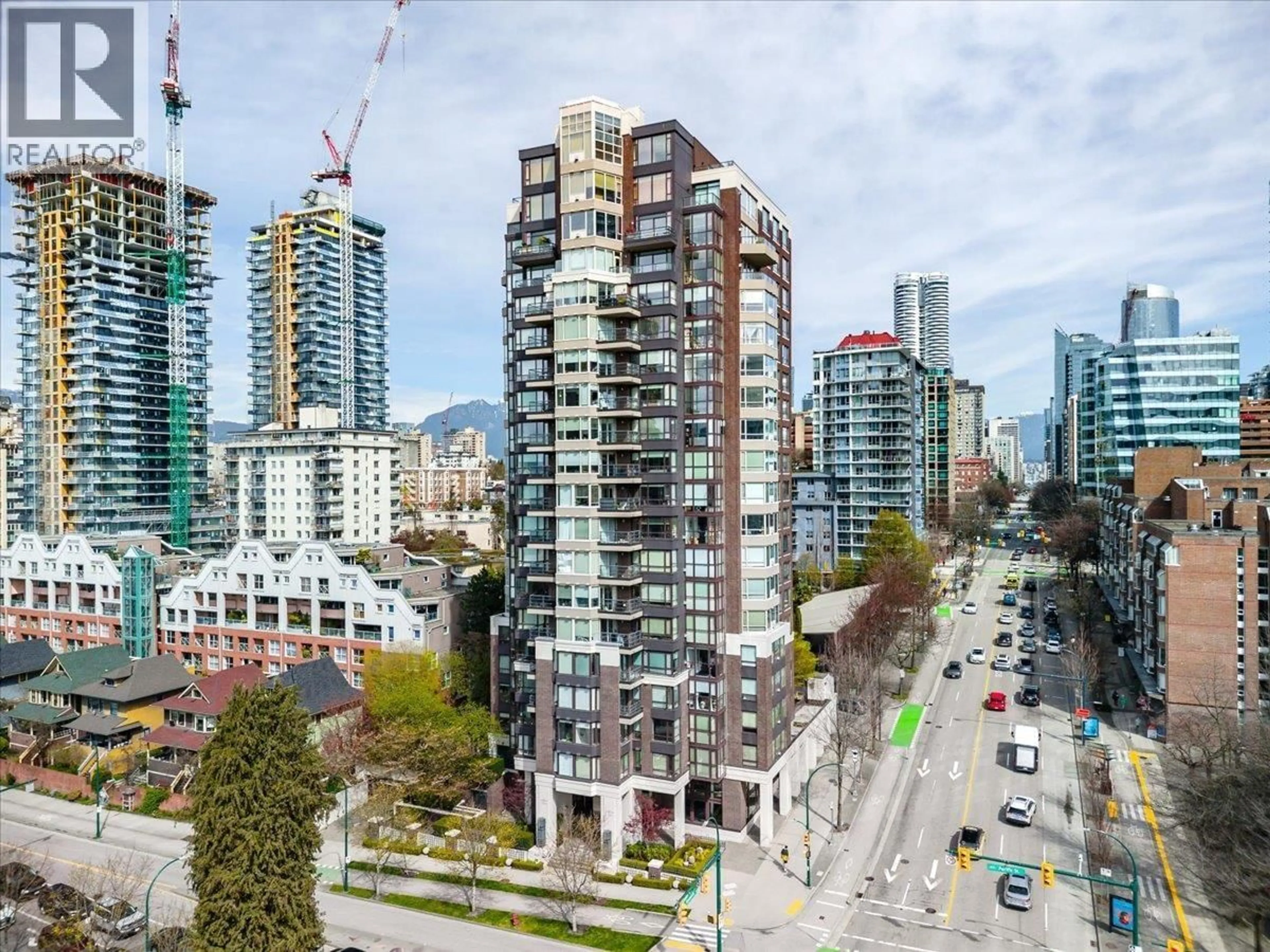 A pic from outside/outdoor area/front of a property/back of a property/a pic from drone, city buildings view from balcony for 1107 - 1003 PACIFIC STREET, Vancouver British Columbia V6E4P2