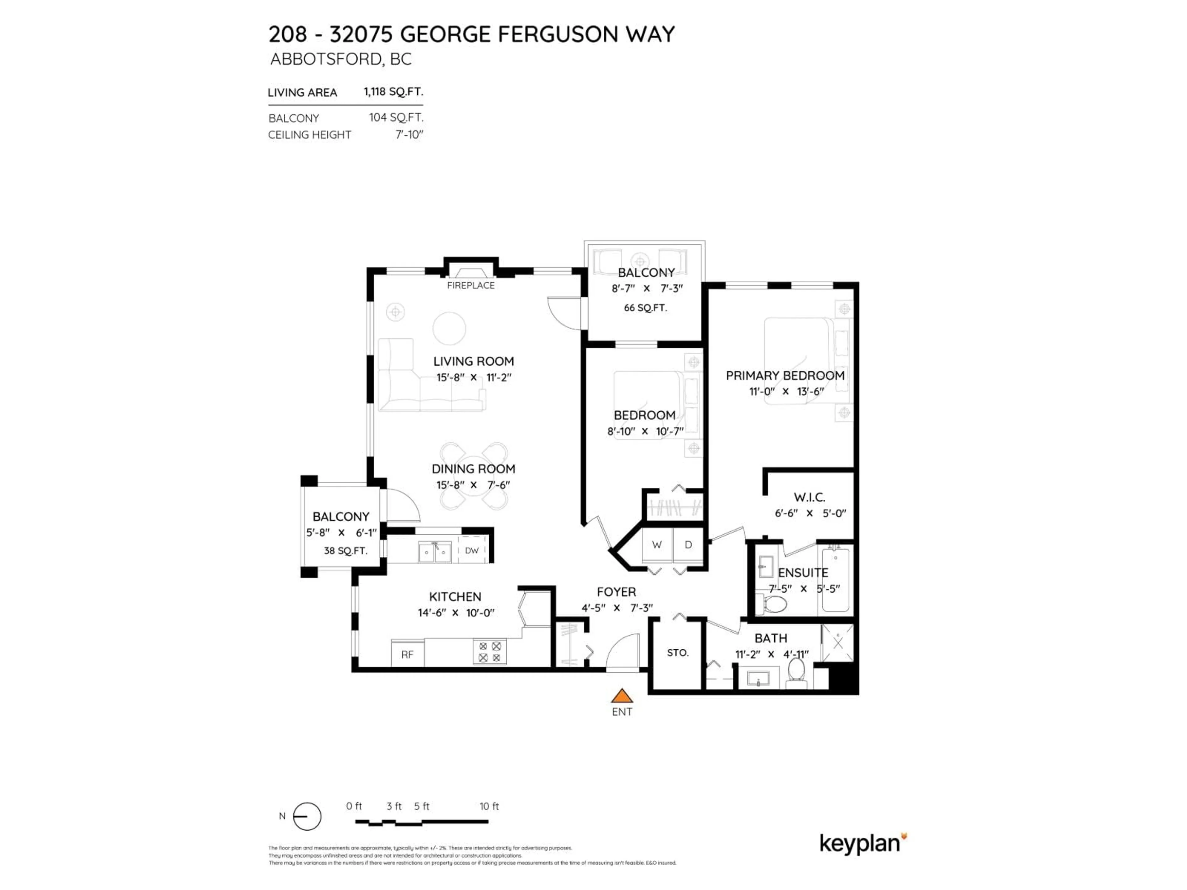 Floor plan for 208 - 32075 GEORGE FERGUSON WAY, Abbotsford British Columbia V2T2K7