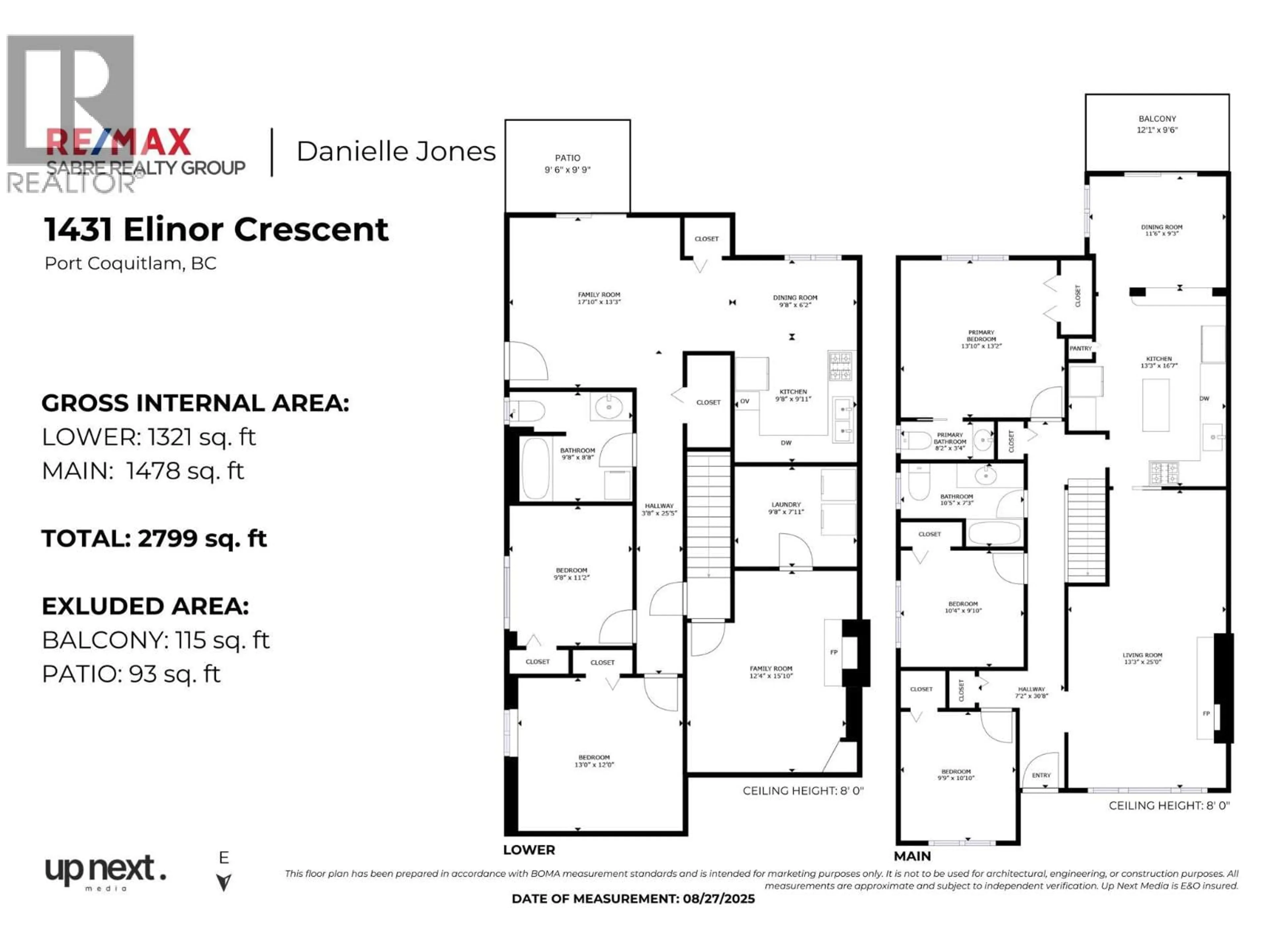 Floor plan for 1431 ELINOR CRESCENT, Port Coquitlam British Columbia V3C2Y3