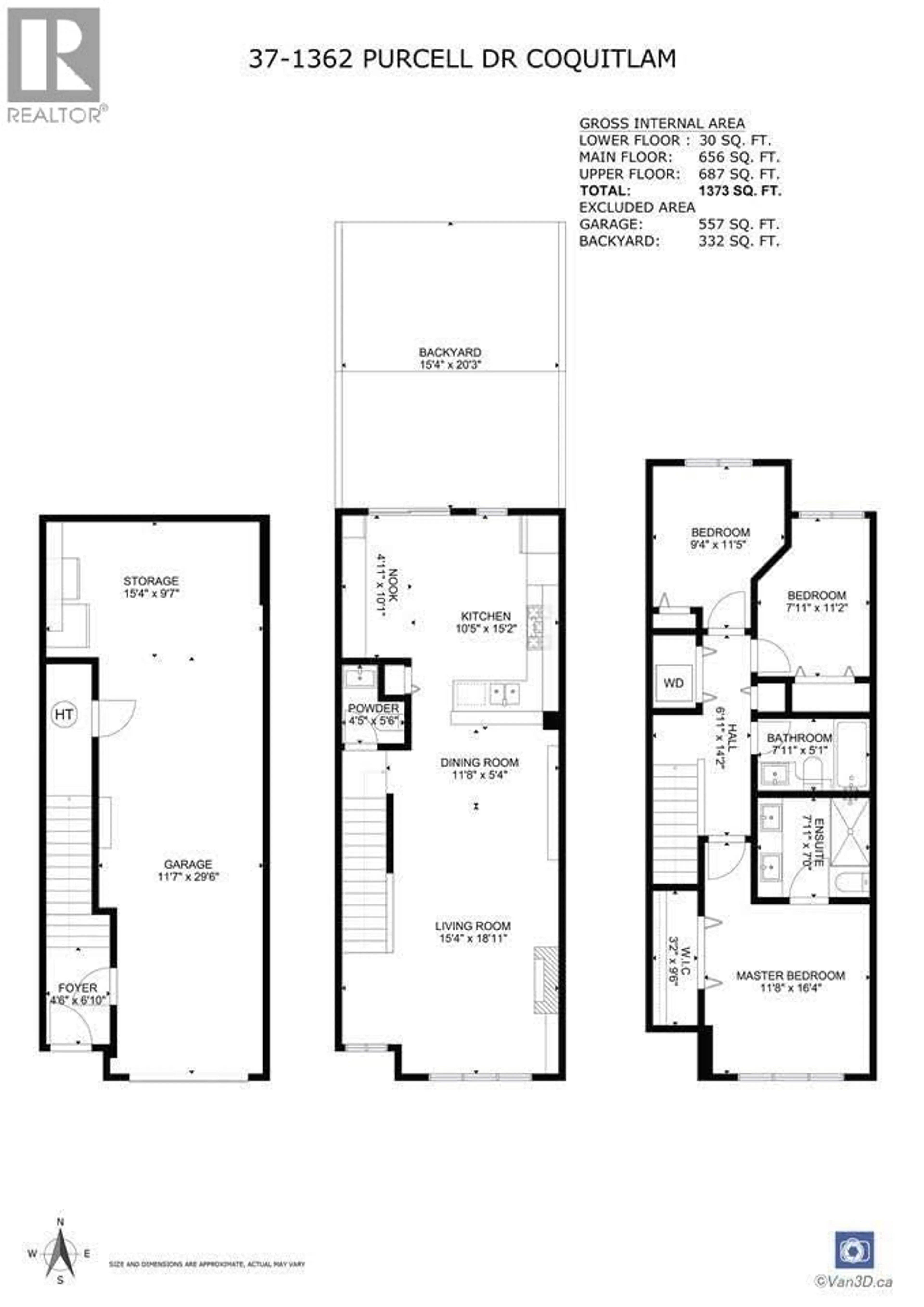 Floor plan for 37 - 1362 PURCELL DRIVE, Coquitlam British Columbia V3E0A5