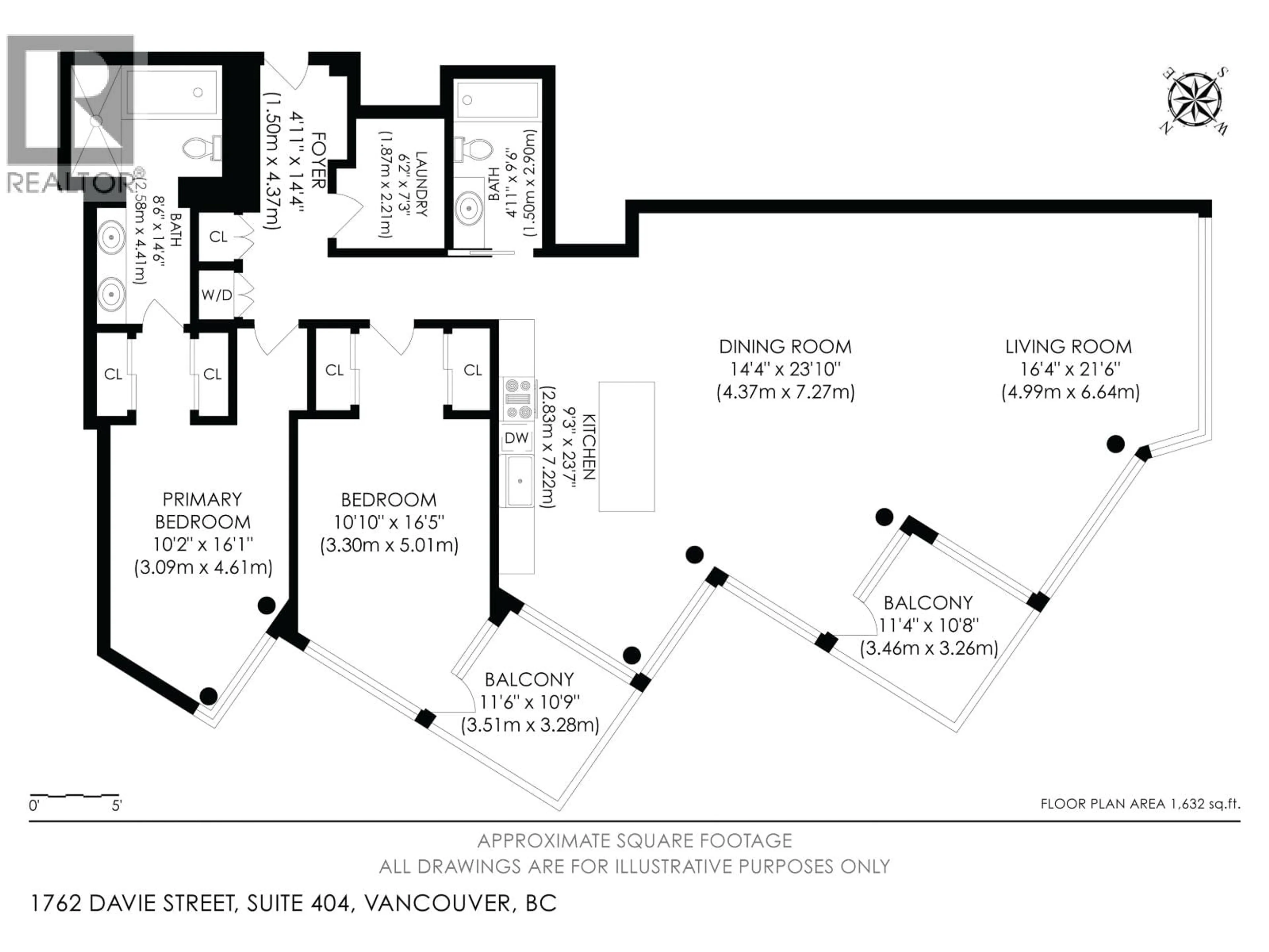 Floor plan for 404 - 1762 DAVIE STREET, Vancouver British Columbia V6G1W2