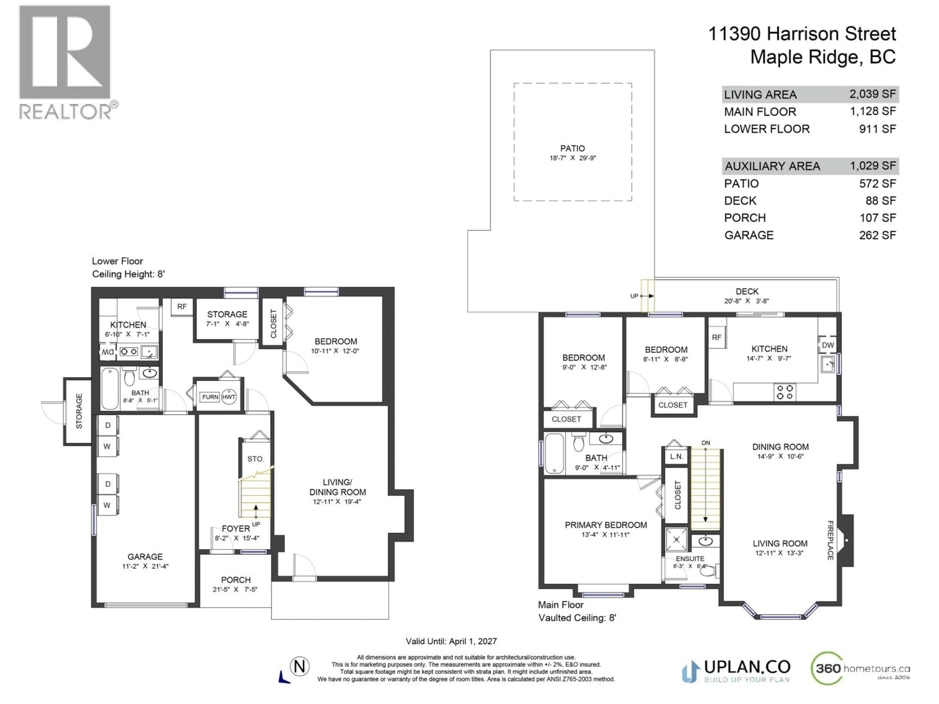 Floor plan for 11390 HARRISON STREET, Maple Ridge British Columbia V2X9L2