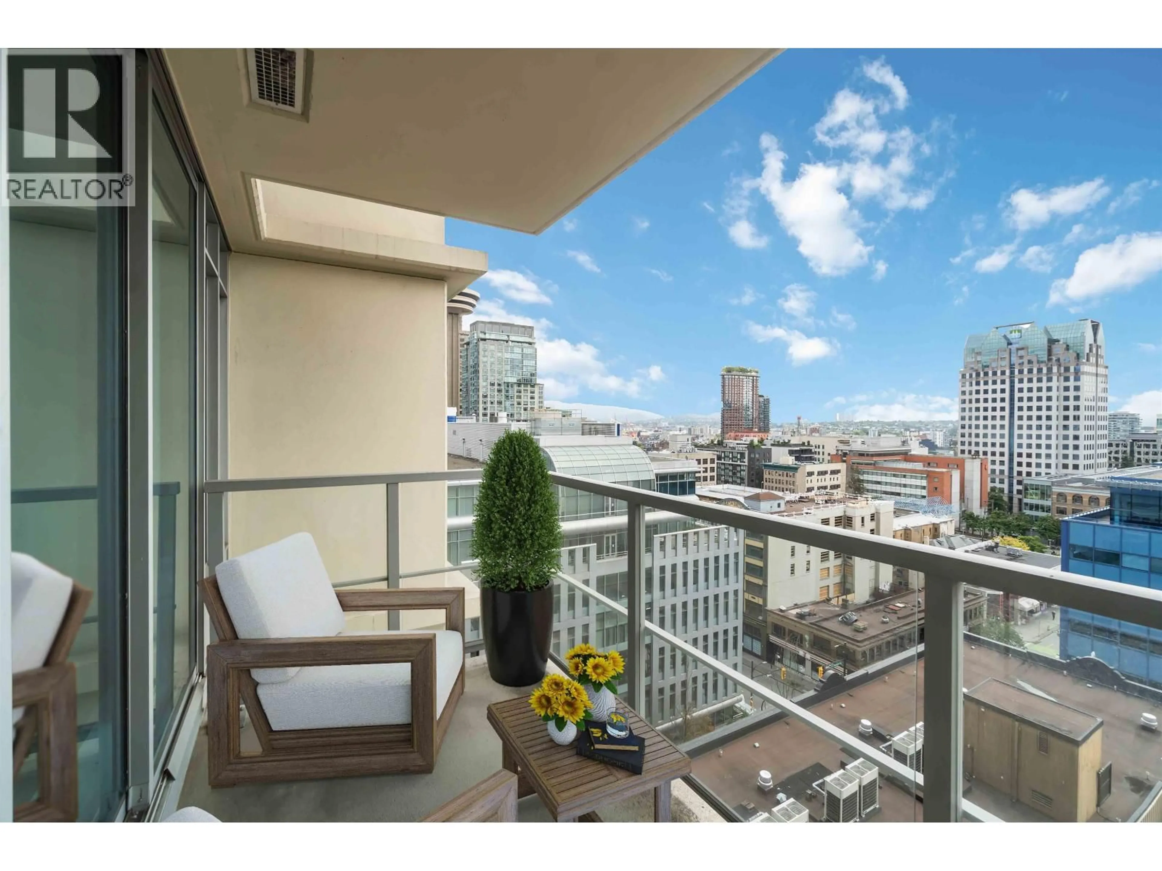 Balcony in the apartment, city buildings view from balcony for 1311 - 610 GRANVILLE STREET, Vancouver British Columbia V6C3T3