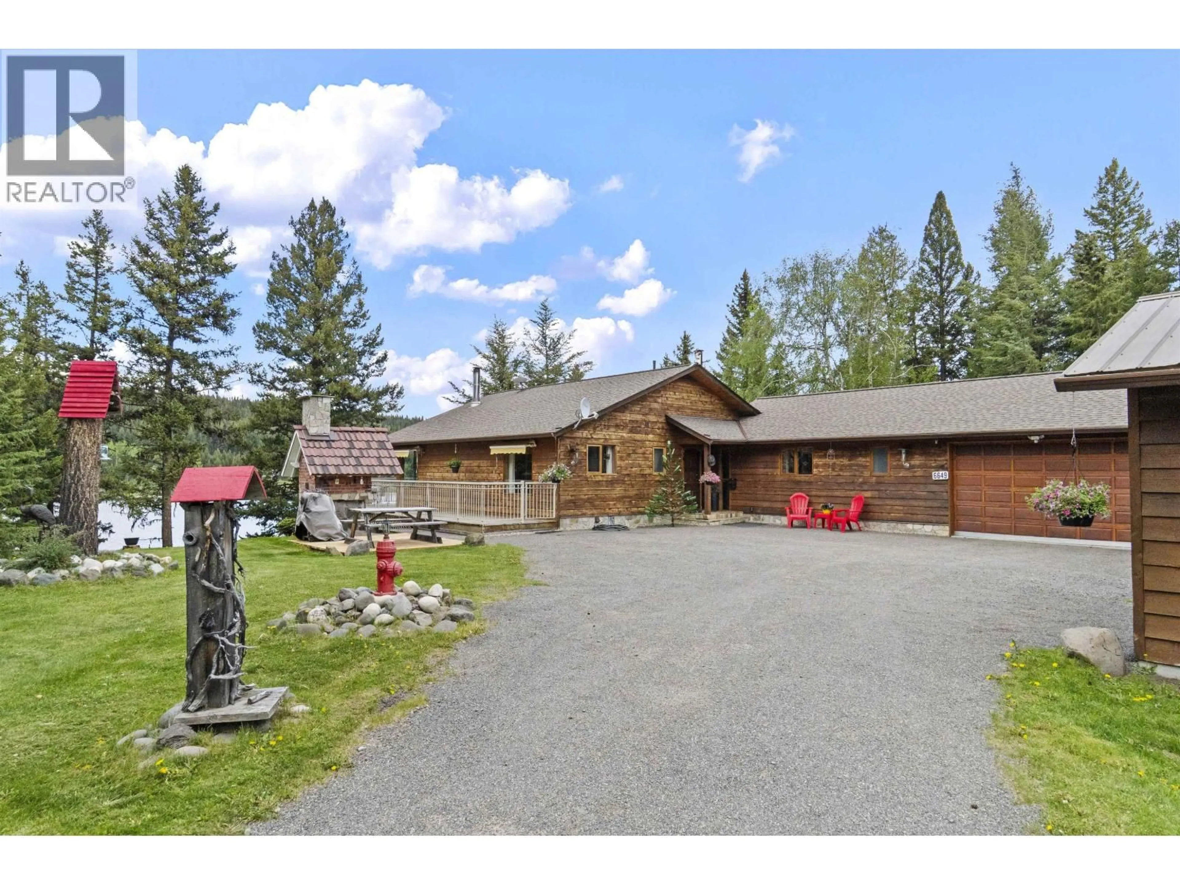 A pic from outside/outdoor area/front of a property/back of a property/a pic from drone, mountain view for 6649 SVEN ROAD, 100 Mile House British Columbia V0K1X3