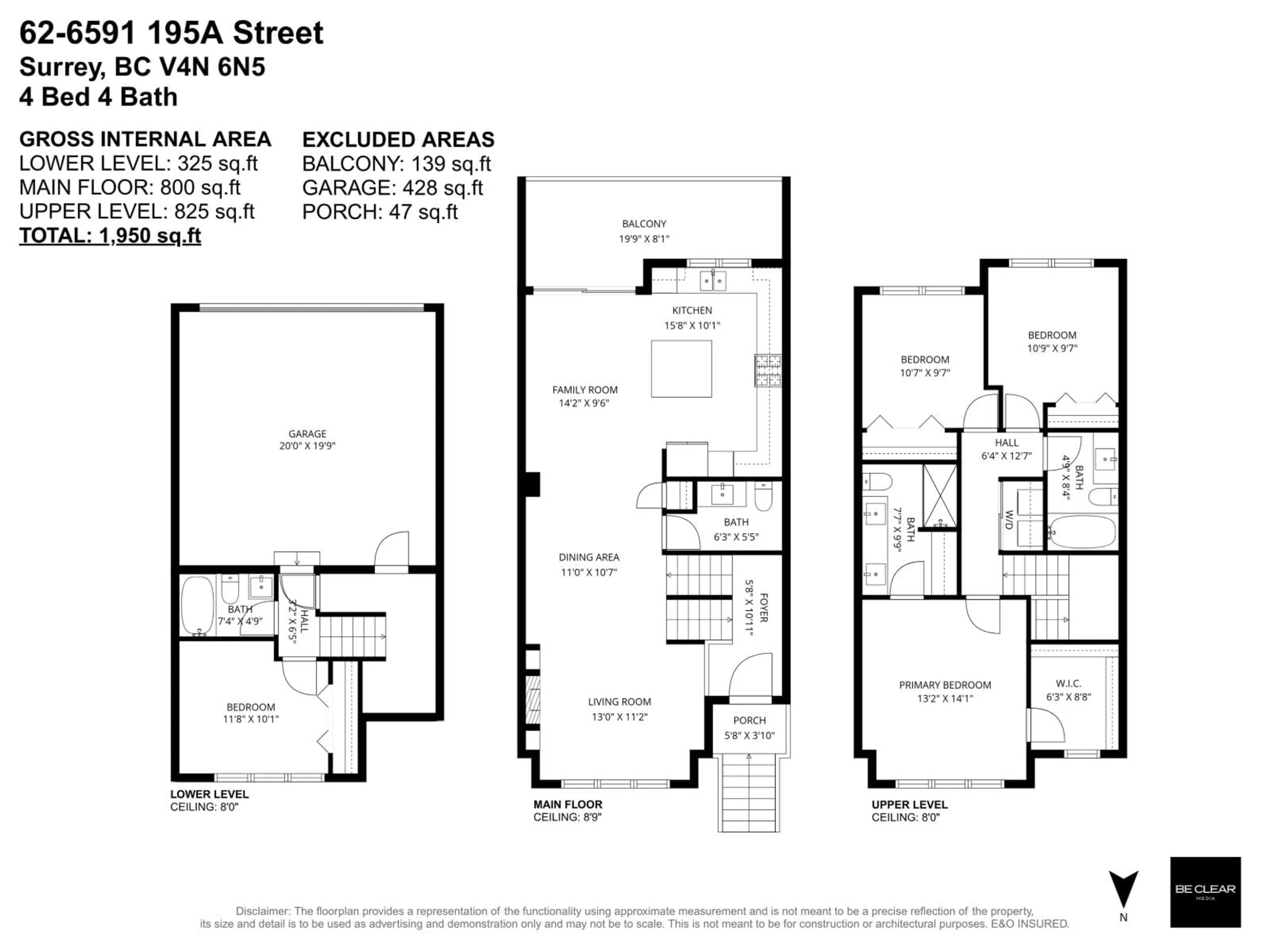 Floor plan for 62 - 6591 195A STREET, Surrey British Columbia V4N6N5