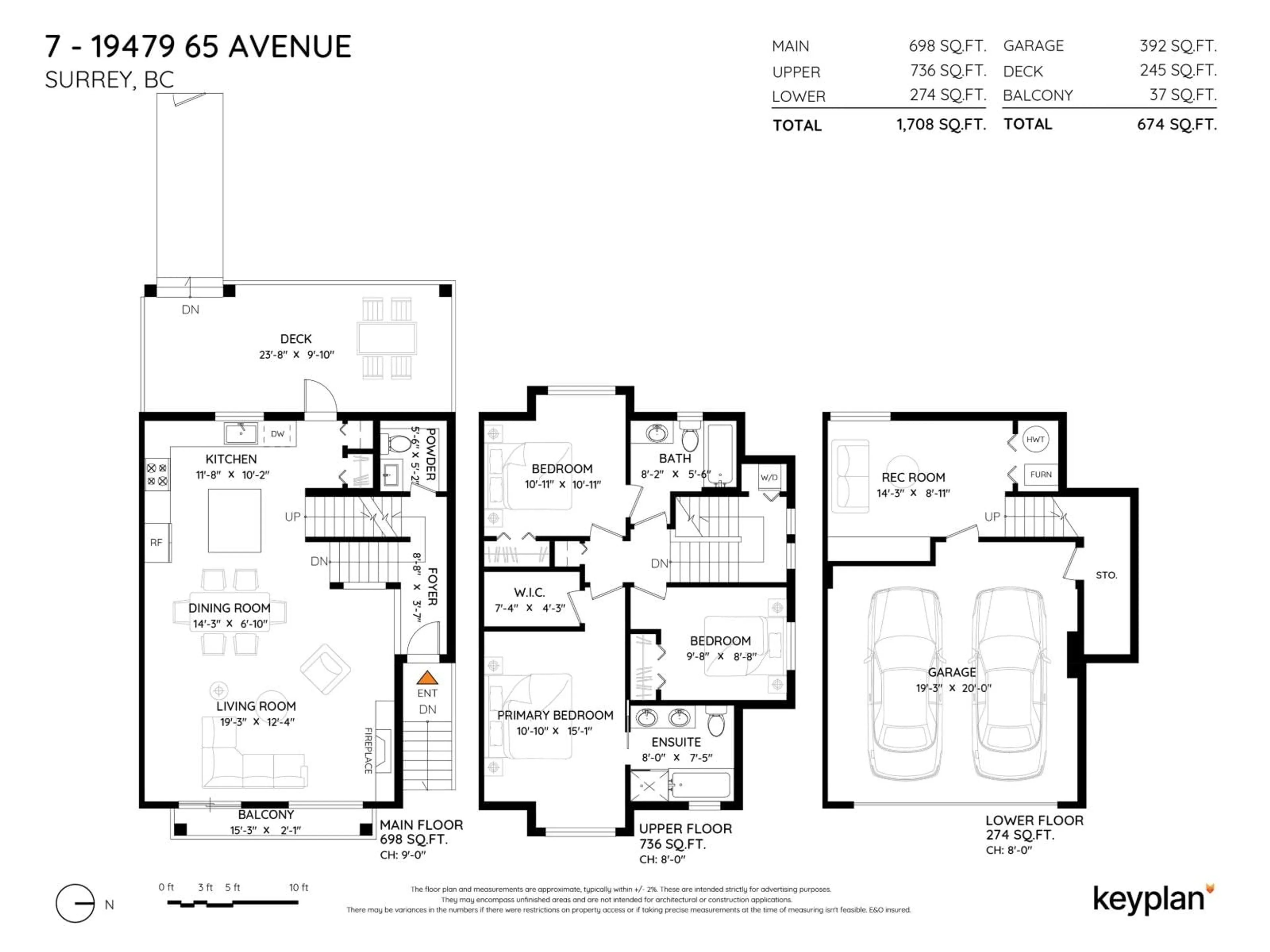 Floor plan for 7 - 19479 65 AVENUE, Surrey British Columbia V4N5X6
