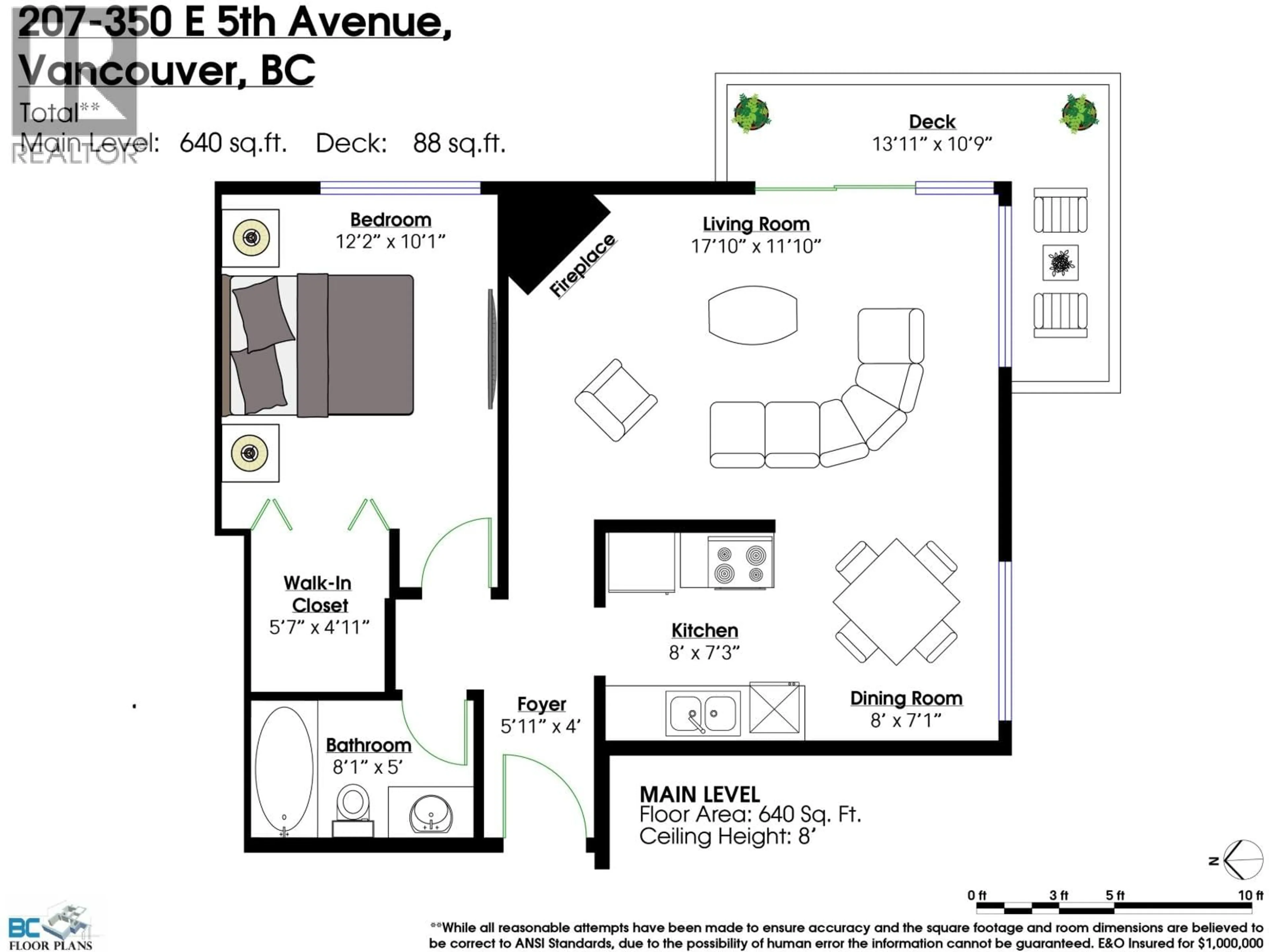 Floor plan for 207 - 350 5TH AVENUE, Vancouver British Columbia V5T1H4