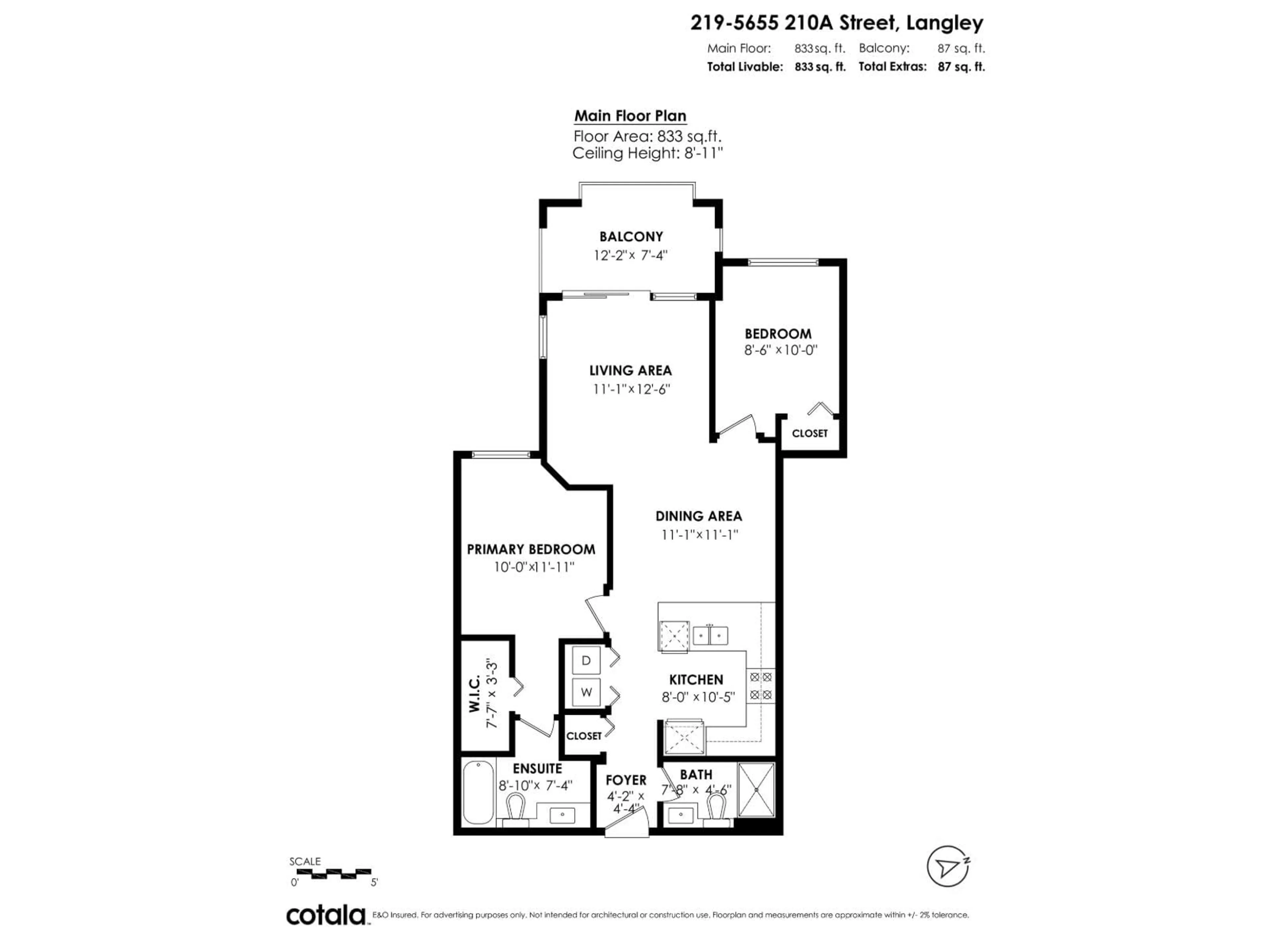 Floor plan for 219 - 5655 210A STREET, Langley British Columbia V3A0G4