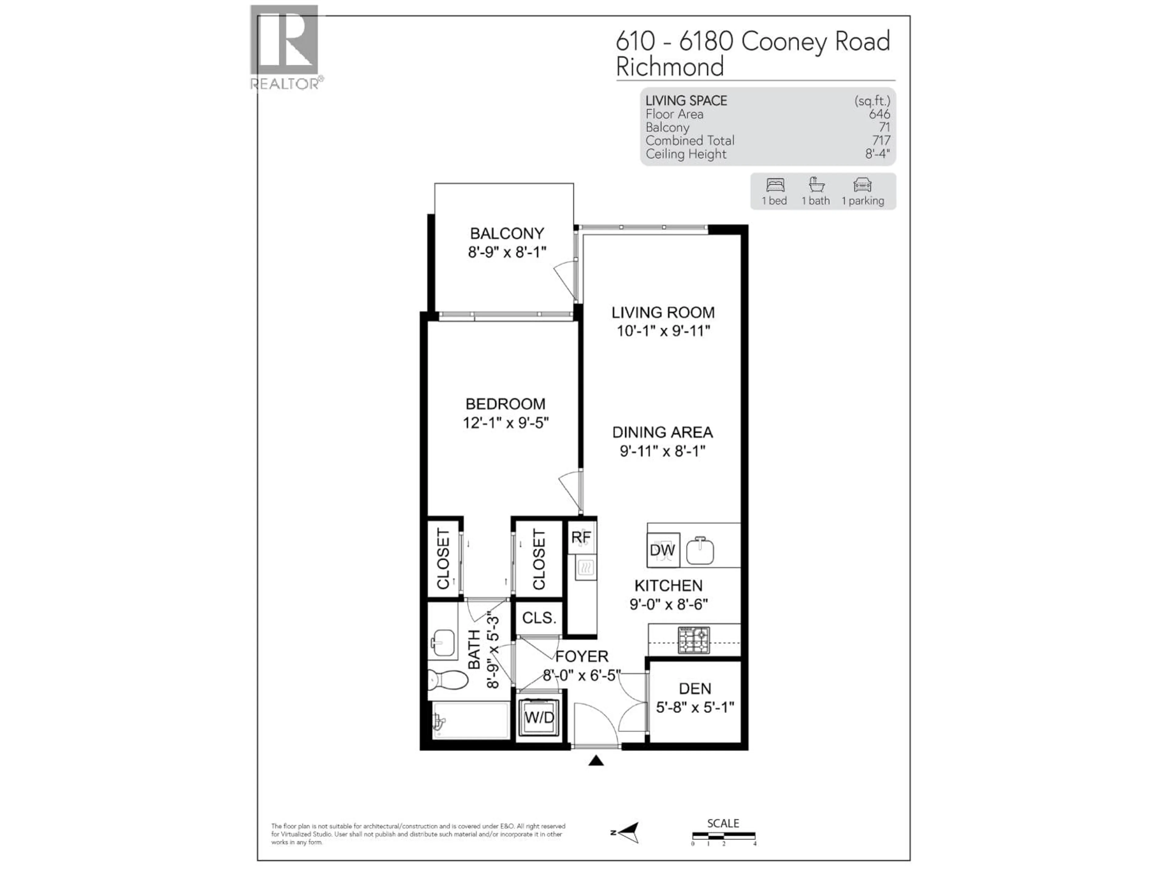 Floor plan for 610 - 6180 COONEY ROAD, Richmond British Columbia V6Y0H2