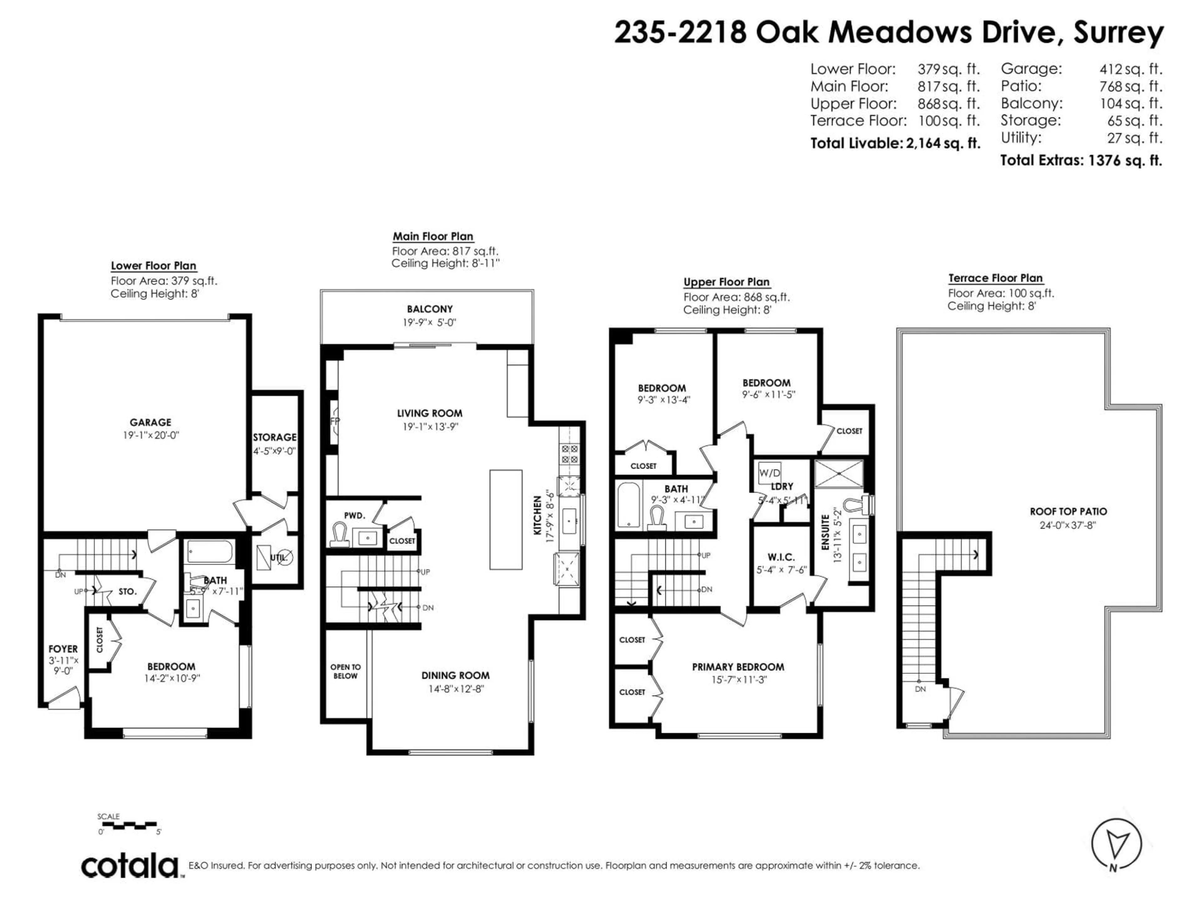 Floor plan for 235 - 2218 OAK MEADOWS DRIVE, Surrey British Columbia V3Z0W6
