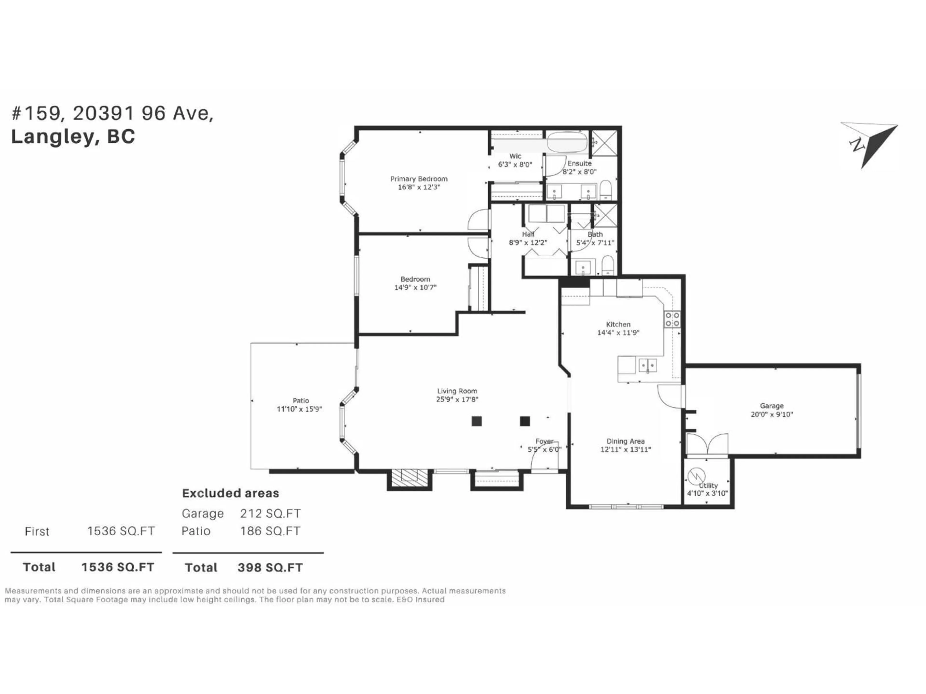 Floor plan for 159 - 20391 96 AVENUE, Langley British Columbia V1M2L2