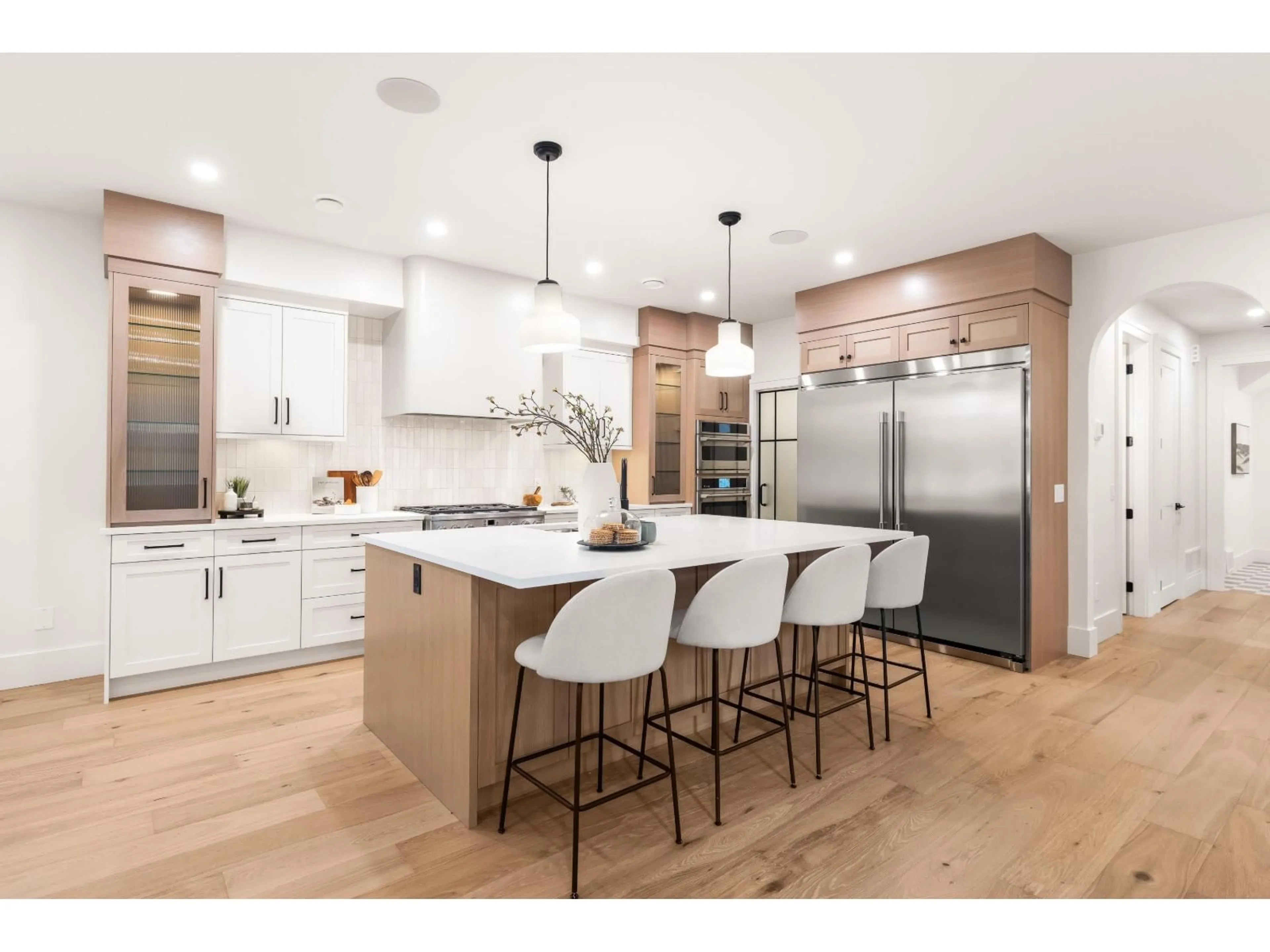 Open concept kitchen, wood/laminate floor for 4347 232 STREET, Langley British Columbia V2Z2H7