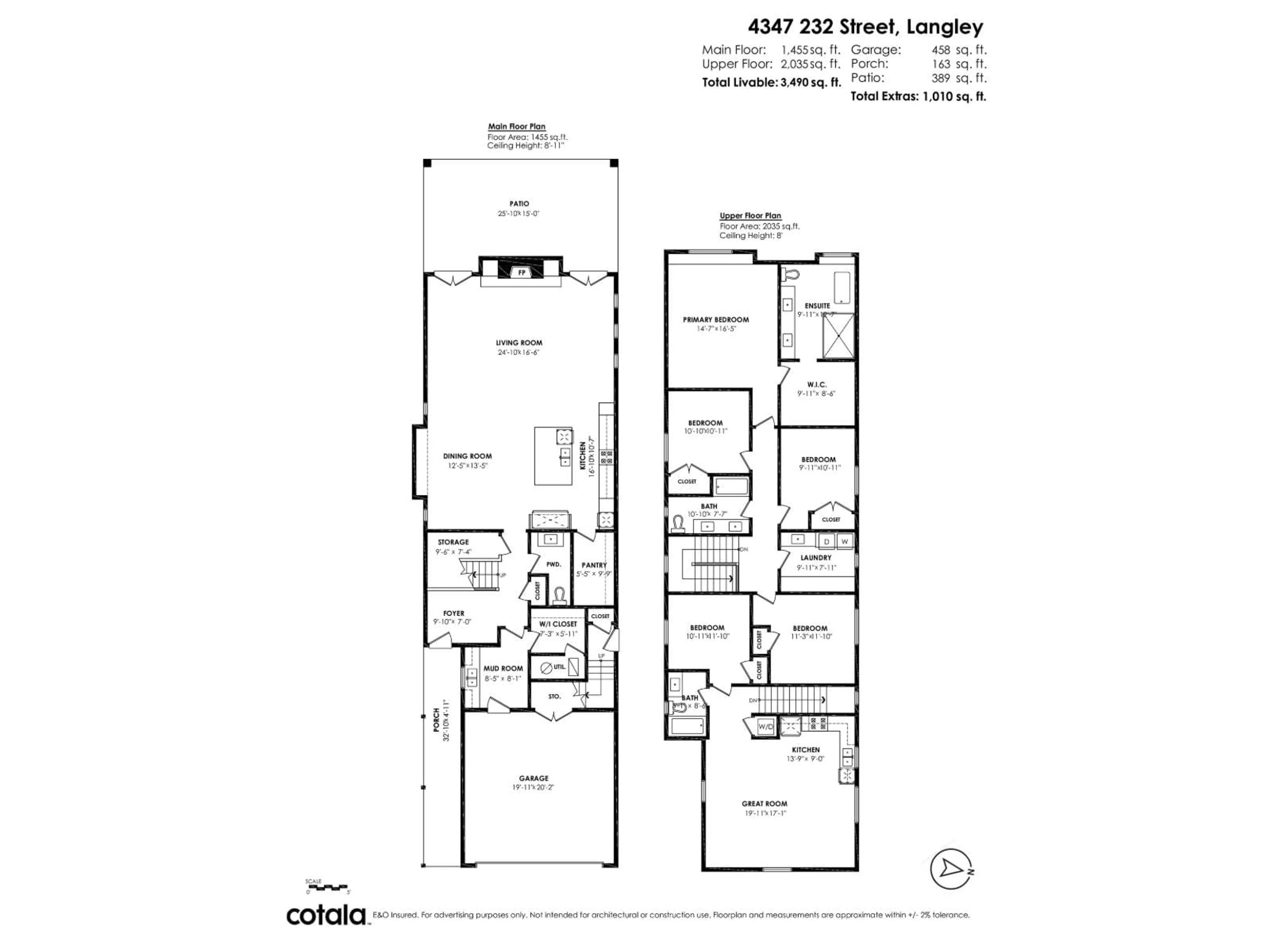 Floor plan for 4347 232 STREET, Langley British Columbia V2Z2H7