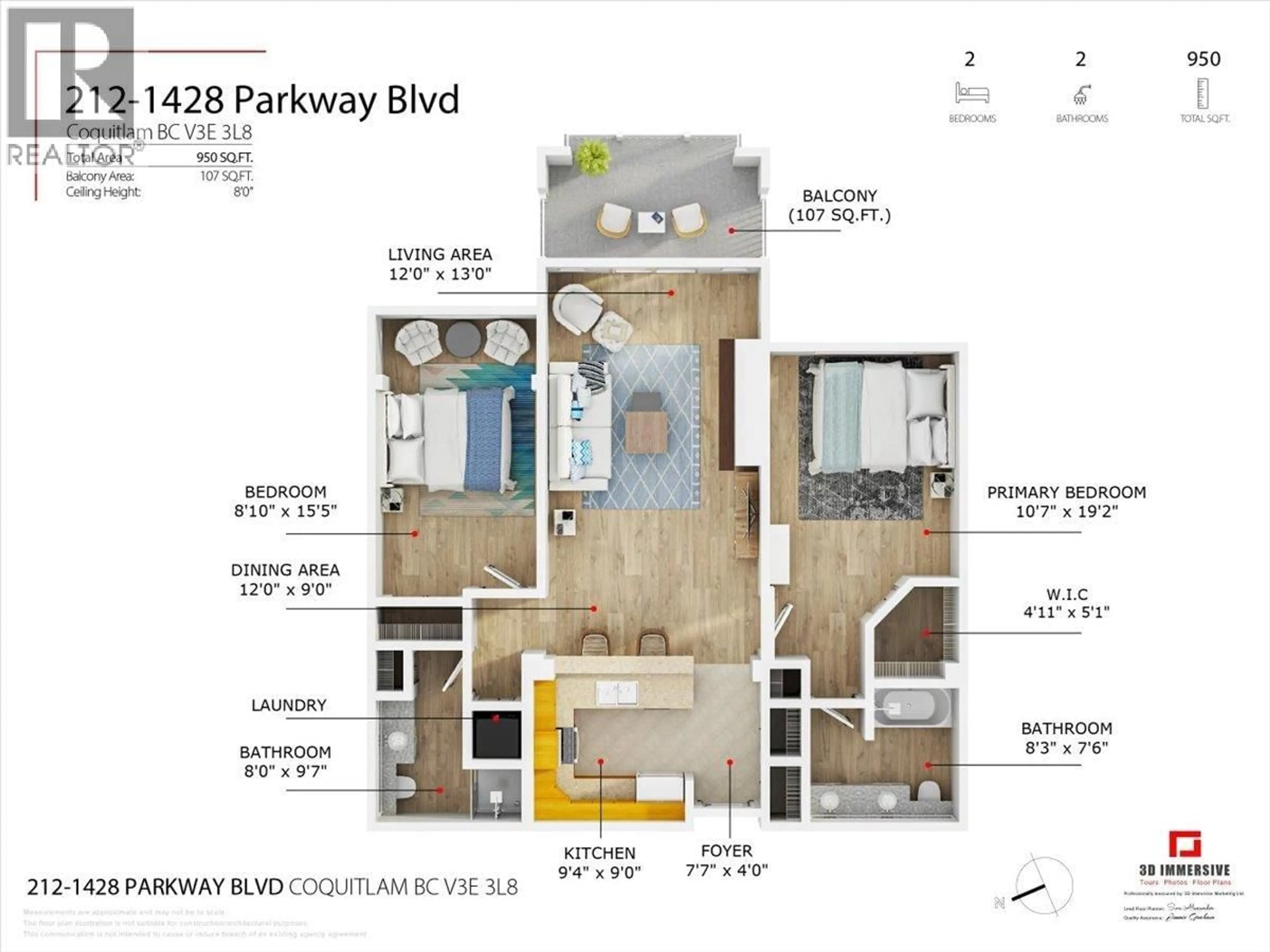 Floor plan for 212 - 1428 PARKWAY BOULEVARD, Coquitlam British Columbia V3E3L8