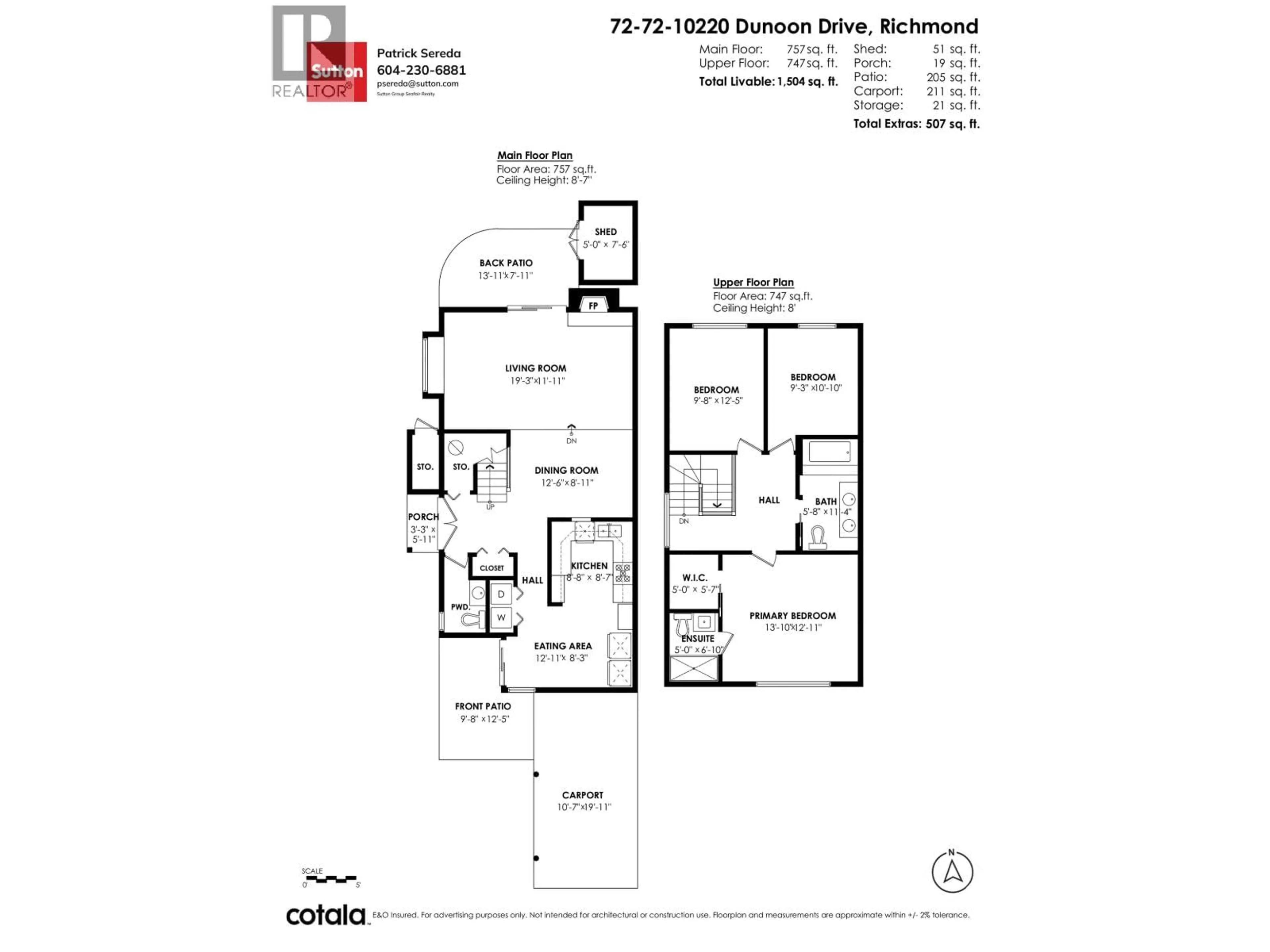 Floor plan for 72 - 10220 DUNOON DRIVE, Richmond British Columbia V7A1V6