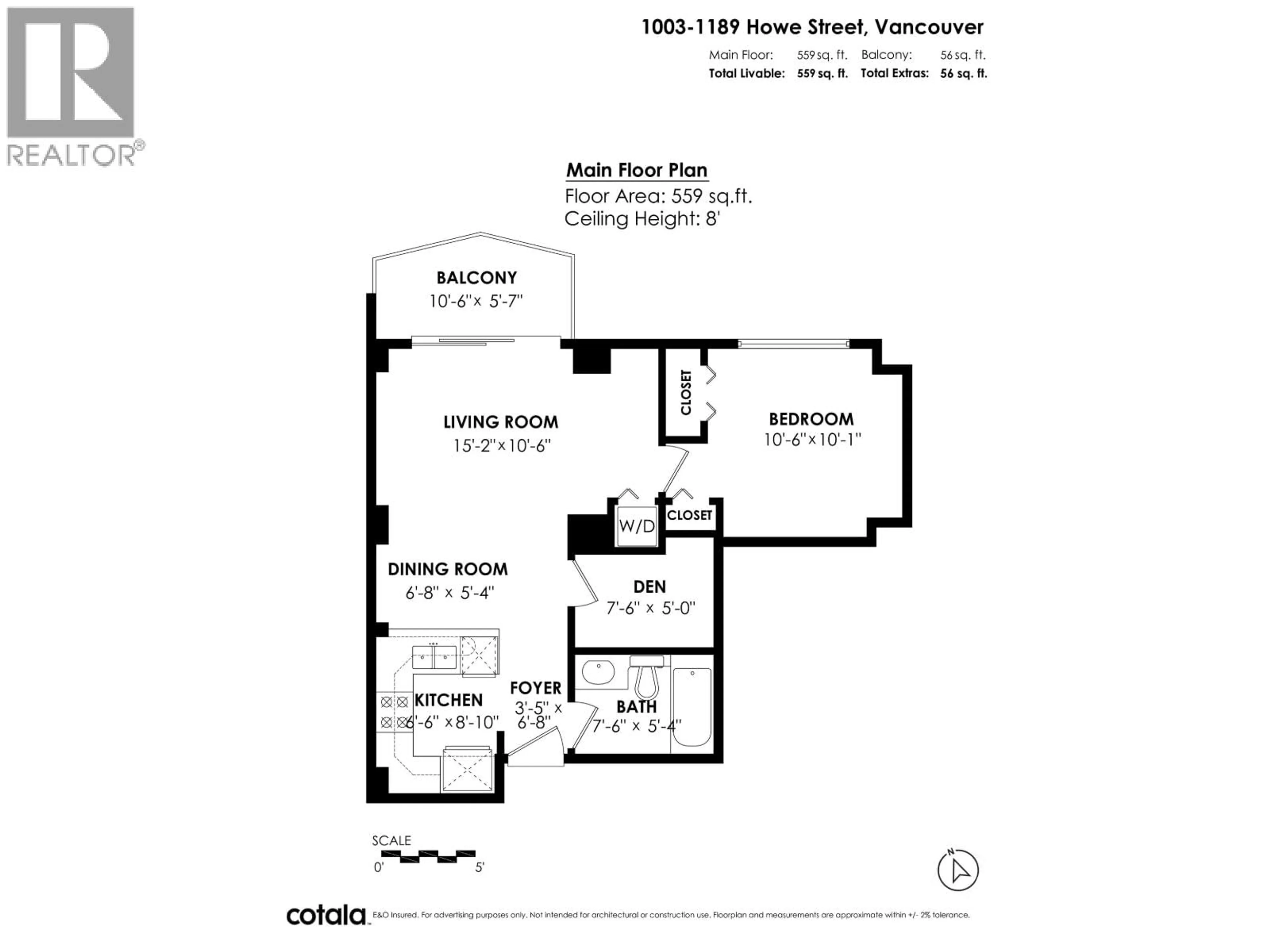 Floor plan for 1003 - 1189 HOWE STREET, Vancouver British Columbia V6Z2X4