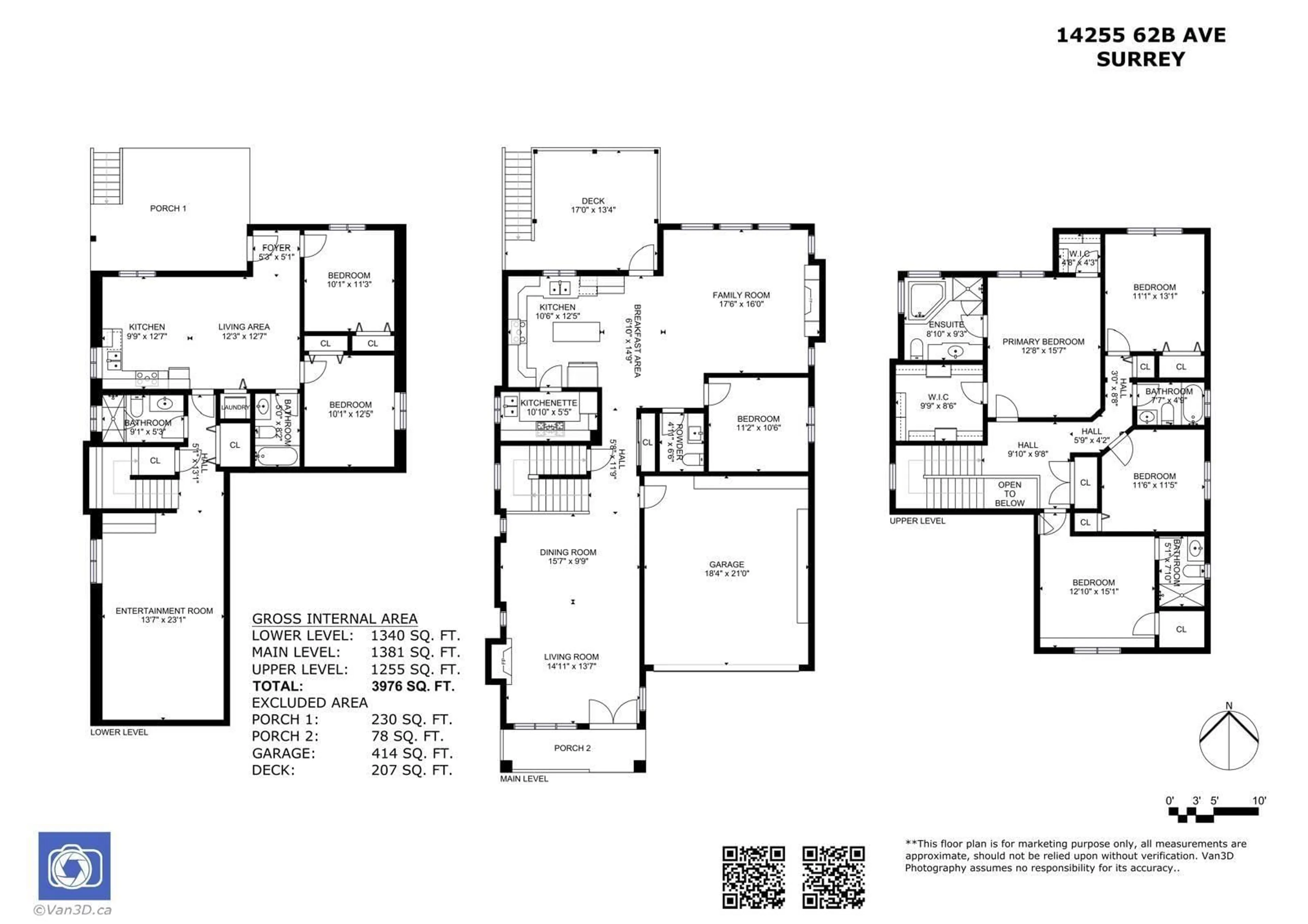 Floor plan for 14255 62B AVENUE, Surrey British Columbia V3X0B7