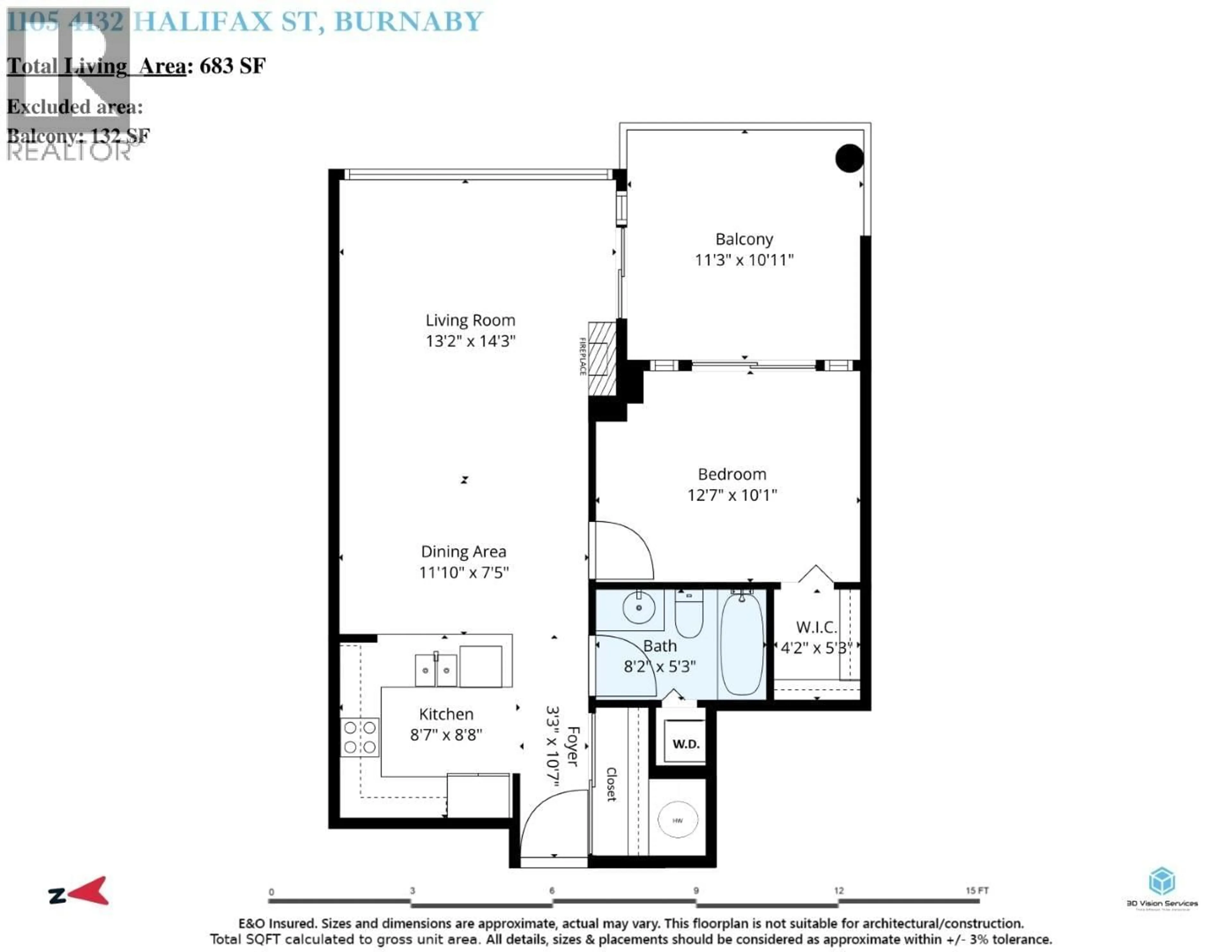 Floor plan for 1105 - 4132 HALIFAX STREET, Burnaby British Columbia V5C6V1