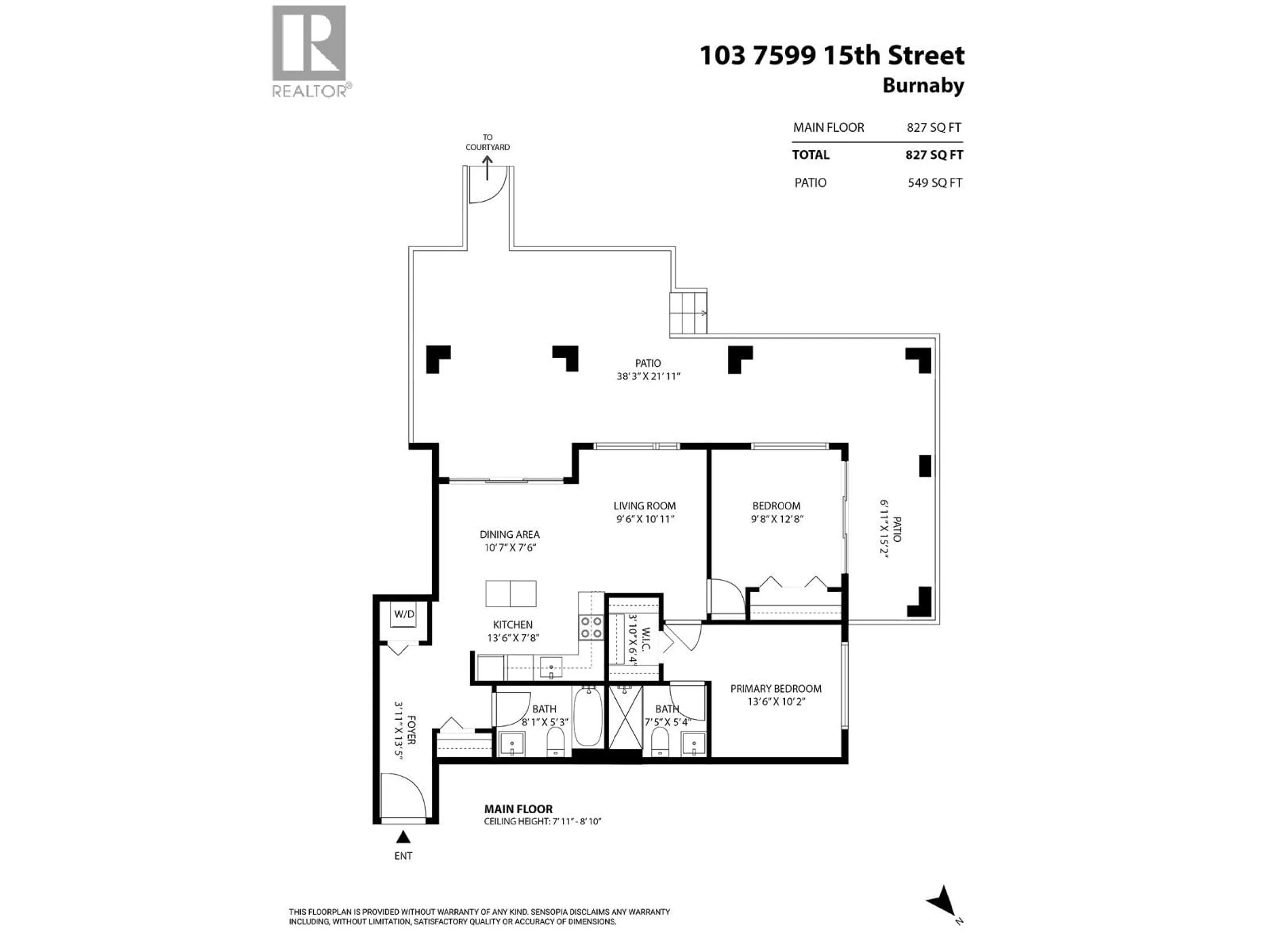 Floor plan for 103 - 7599 15TH STREET, Burnaby British Columbia V3N0H9