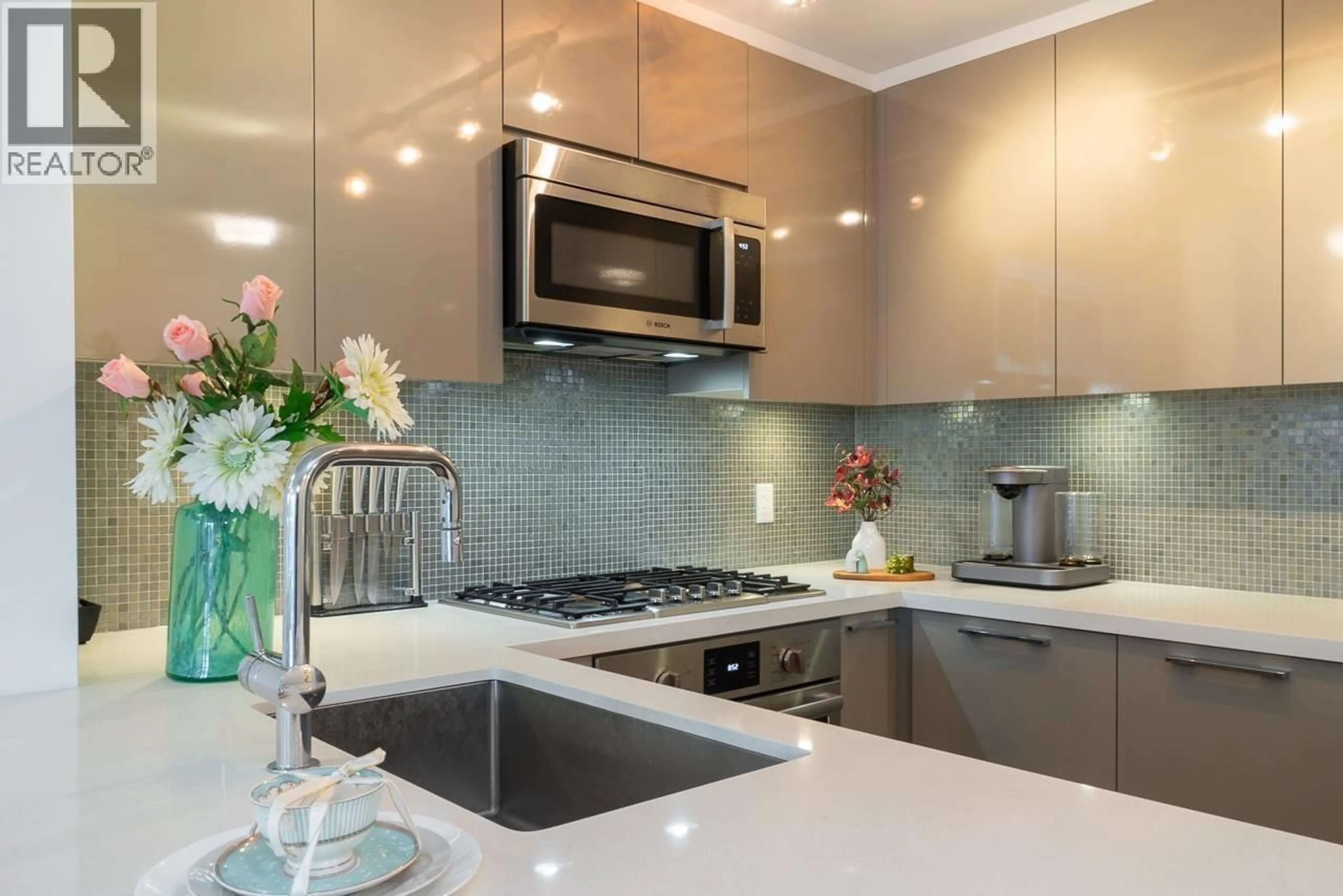 Contemporary kitchen, ceramic/tile floor for 218 - 10177 RIVER DRIVE, Richmond British Columbia V6X0S2