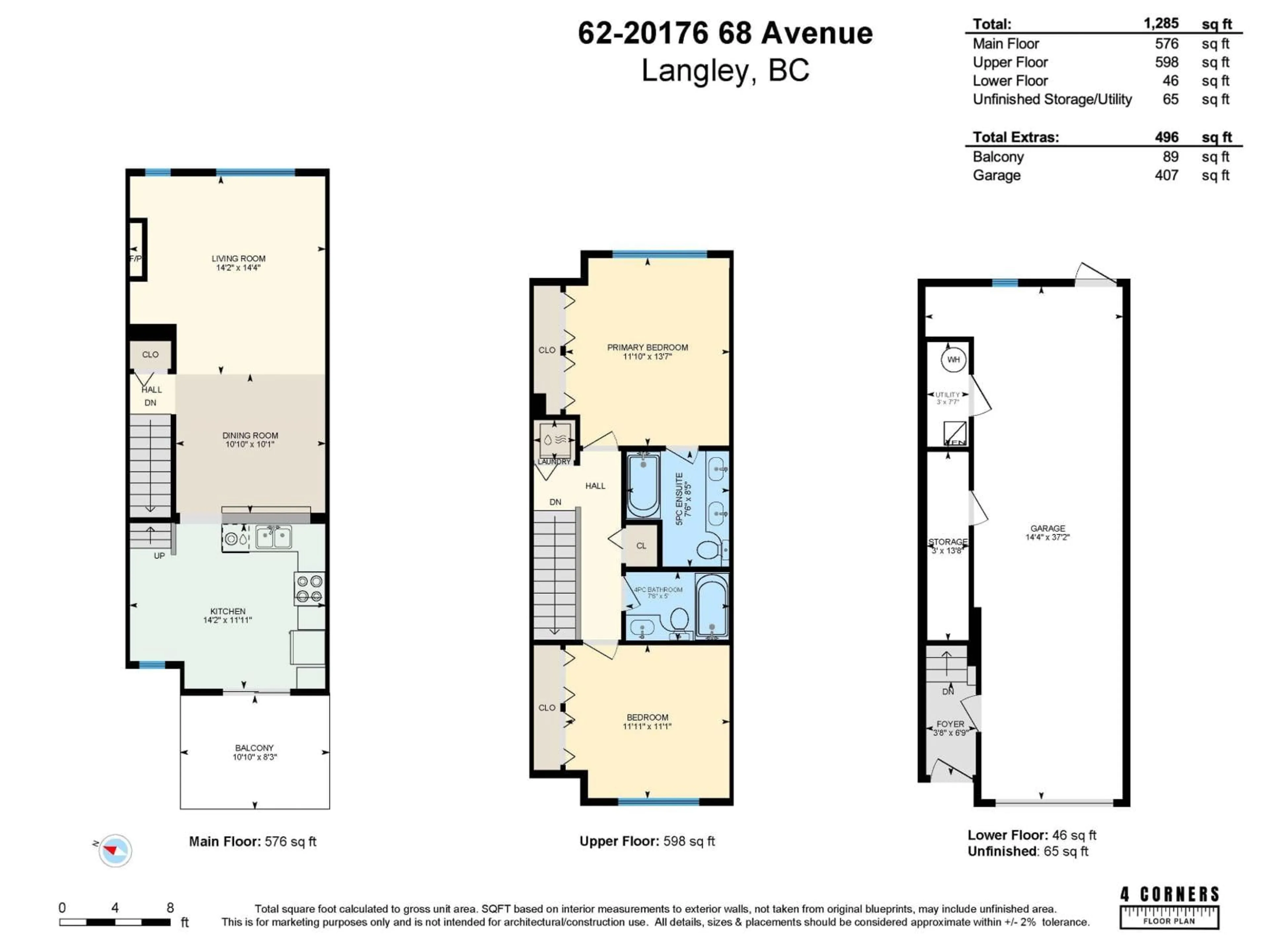 Floor plan for 62 - 20176 68 AVENUE, Langley British Columbia V2Y2X7