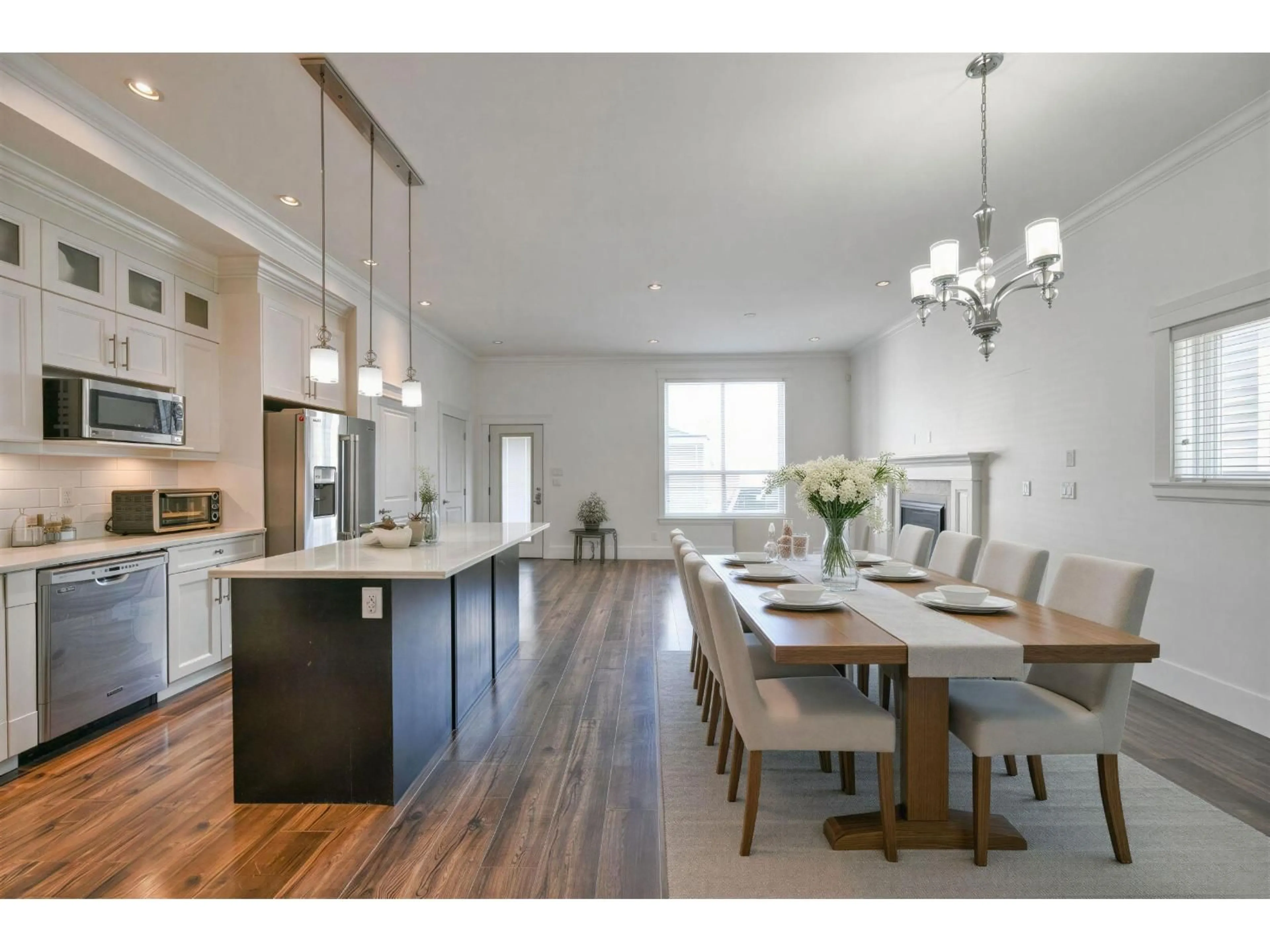 Open concept kitchen, wood/laminate floor for 19555 72 AVENUE, Surrey British Columbia V4N3E8